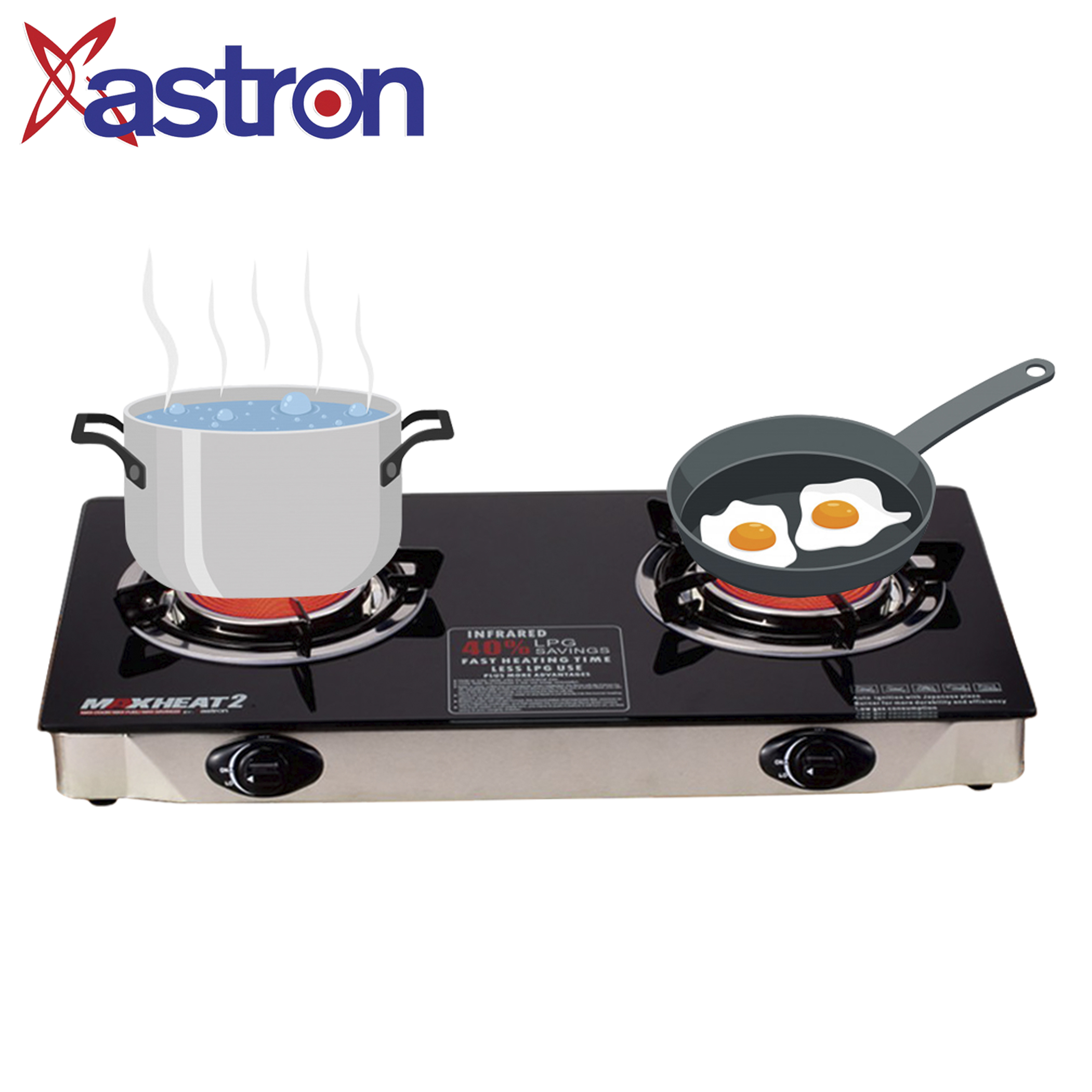 Astron By Winland Heavy Duty Double Ceramic Gas Stove Ceramic Body