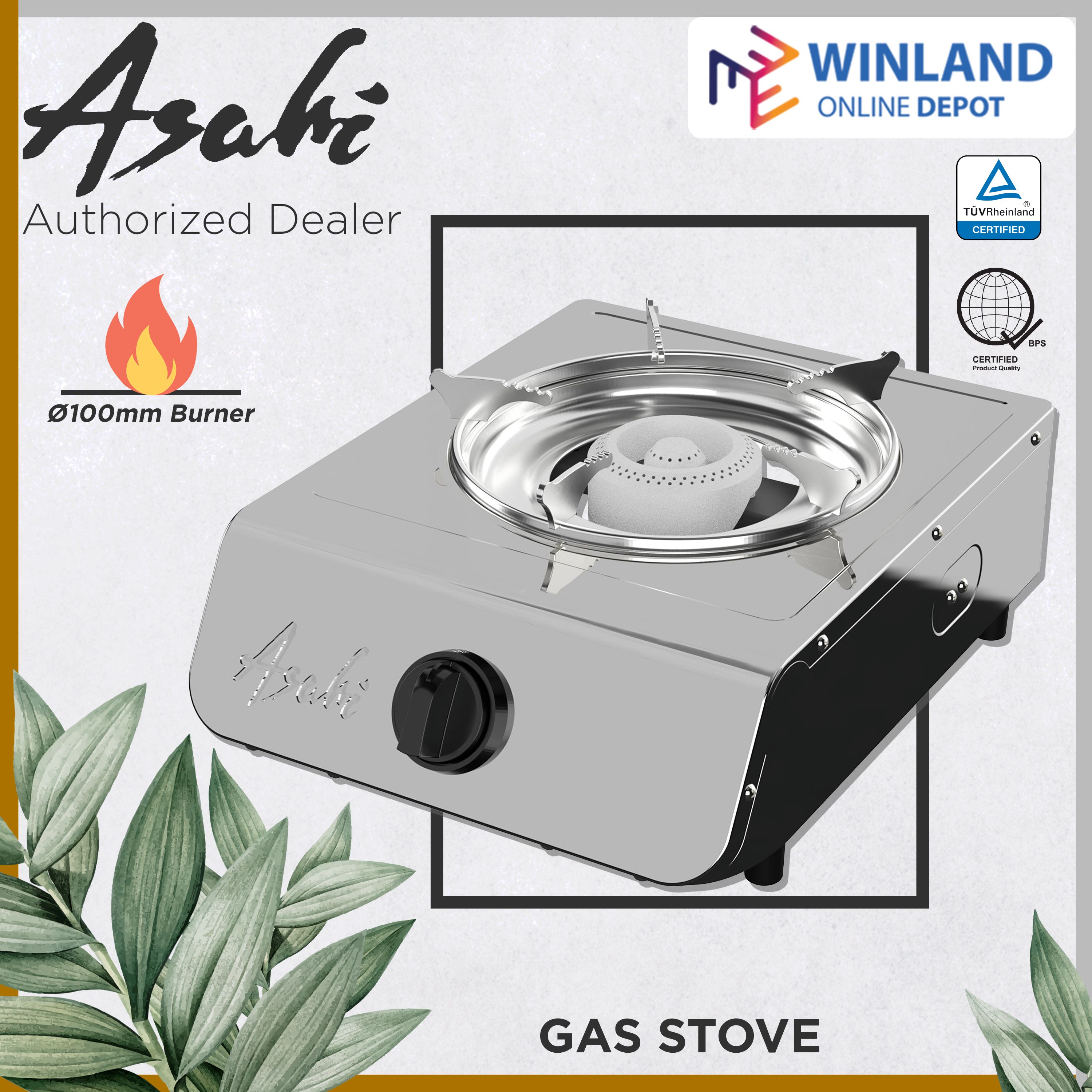 ASAHI By Winland Cooking Stove Single Burner Stainless Steel Top Plate