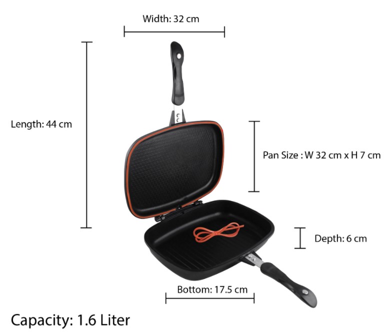 Masflex By Winland Non Stick Double Sided Pressure Grill Pan Frying Pan