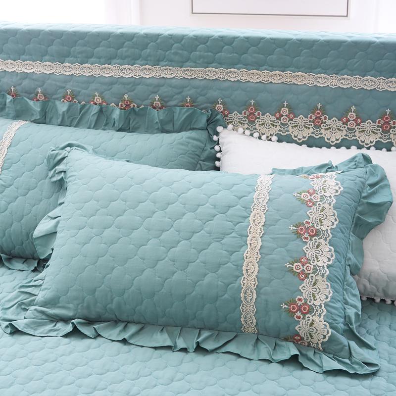 Vỏ Gối 100% Cotton Chần Bông Cặp Vỏ Gối 48X74 Cm Cỡ Đại Người Lớn Duy Nhất Với Ruột Gối Phù Hợp Với Viền Lá Sen