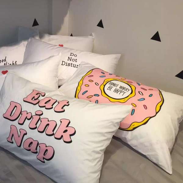 3D Bánh Donut Sáng Tạo 100% Cotton Vỏ Gối Vải Dệt Bằng Tơ 100% Cotton Vỏ Gối Một Cặp Có Thể Gồm Lõi Cá Tính Thủy Triều