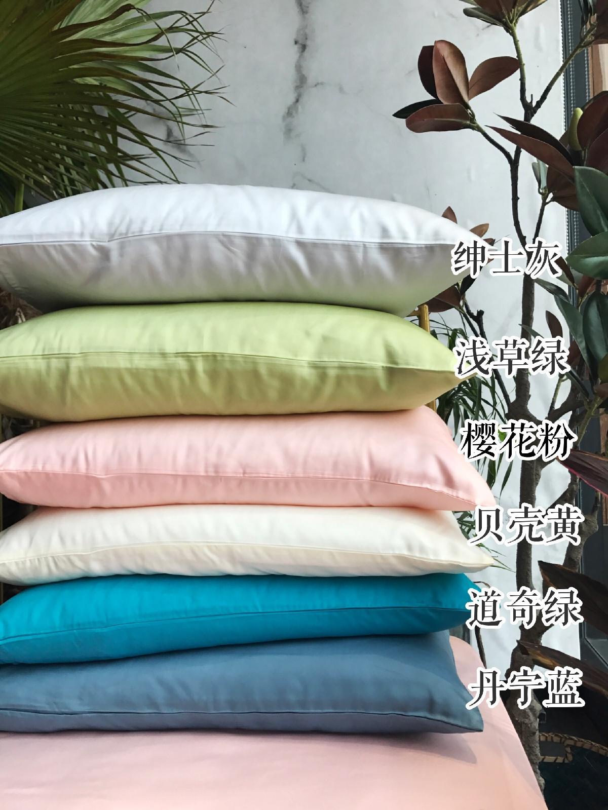 Mùa Hè Sản Phẩm Duy Nhất Đồng Bằng Giản Lược Lụa Tencel Vỏ Gối 60 Áo Màu Xanh Tencel Ngủ Trần Có Thể Được Hỗ Trợ