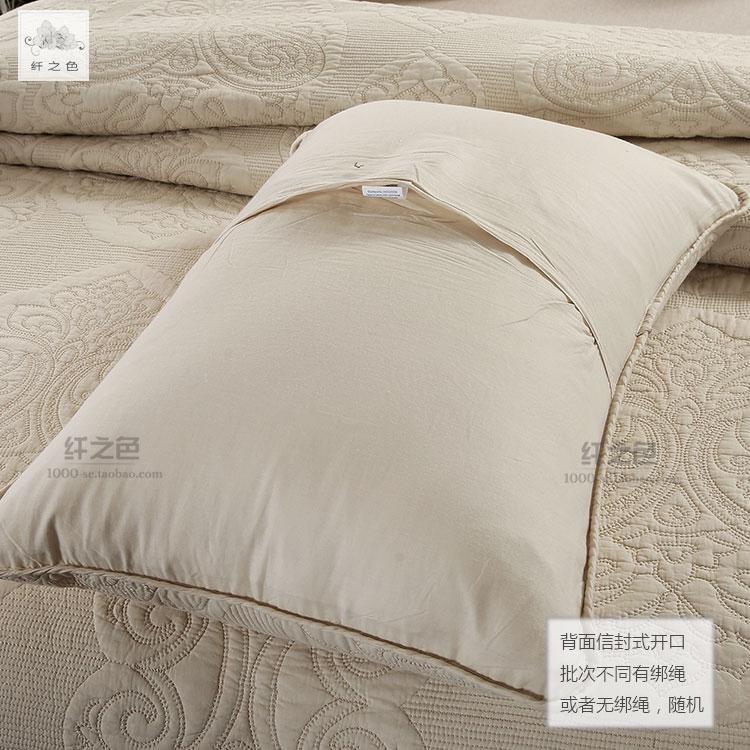 Giản Lược Màu Đồng Bằng Quilt Thêu Hoa Vỏ Gối Dày Chần Bông 100% Cotton Vỏ Gối Một Cặp Không Có Lõi Sợi Màu