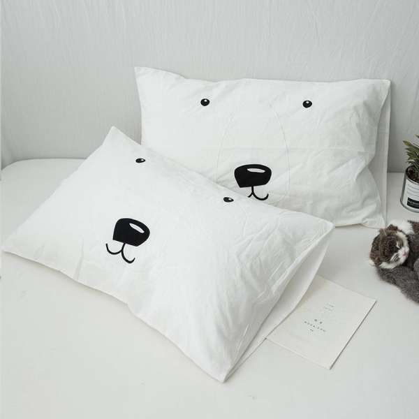 Bắc Âu Tối Giản 100% Cotton Vỏ Gối Hoạt Hình Đáng Yêu 100% Cotton Vỏ Gối Cặp Đôi Người Lớn Trắng Vài Dạng Bì Thư