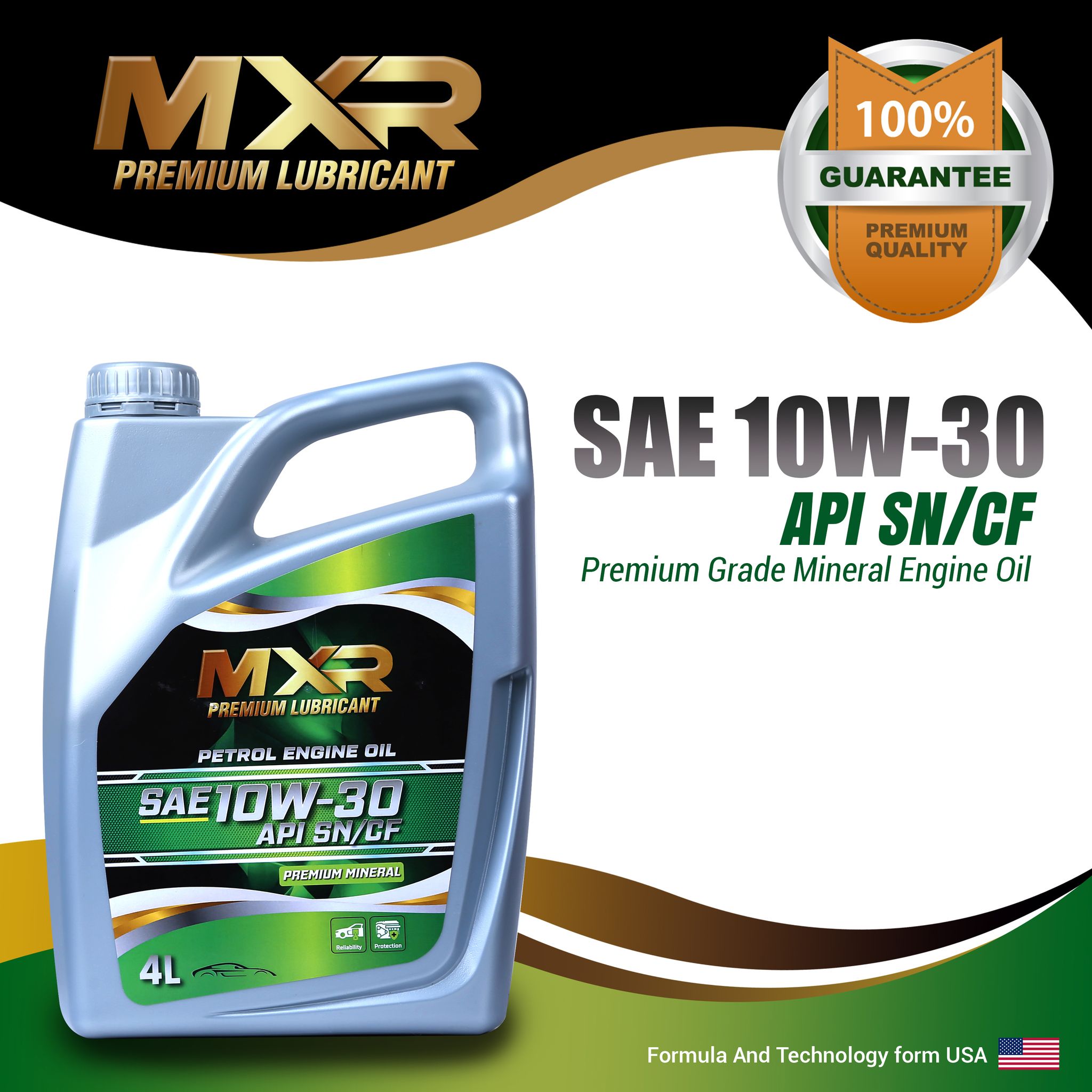 MXR PREMIUM LUBRICANT PETROL ENGINE OIL SAE 10W 30 API SN CF PREMIUM