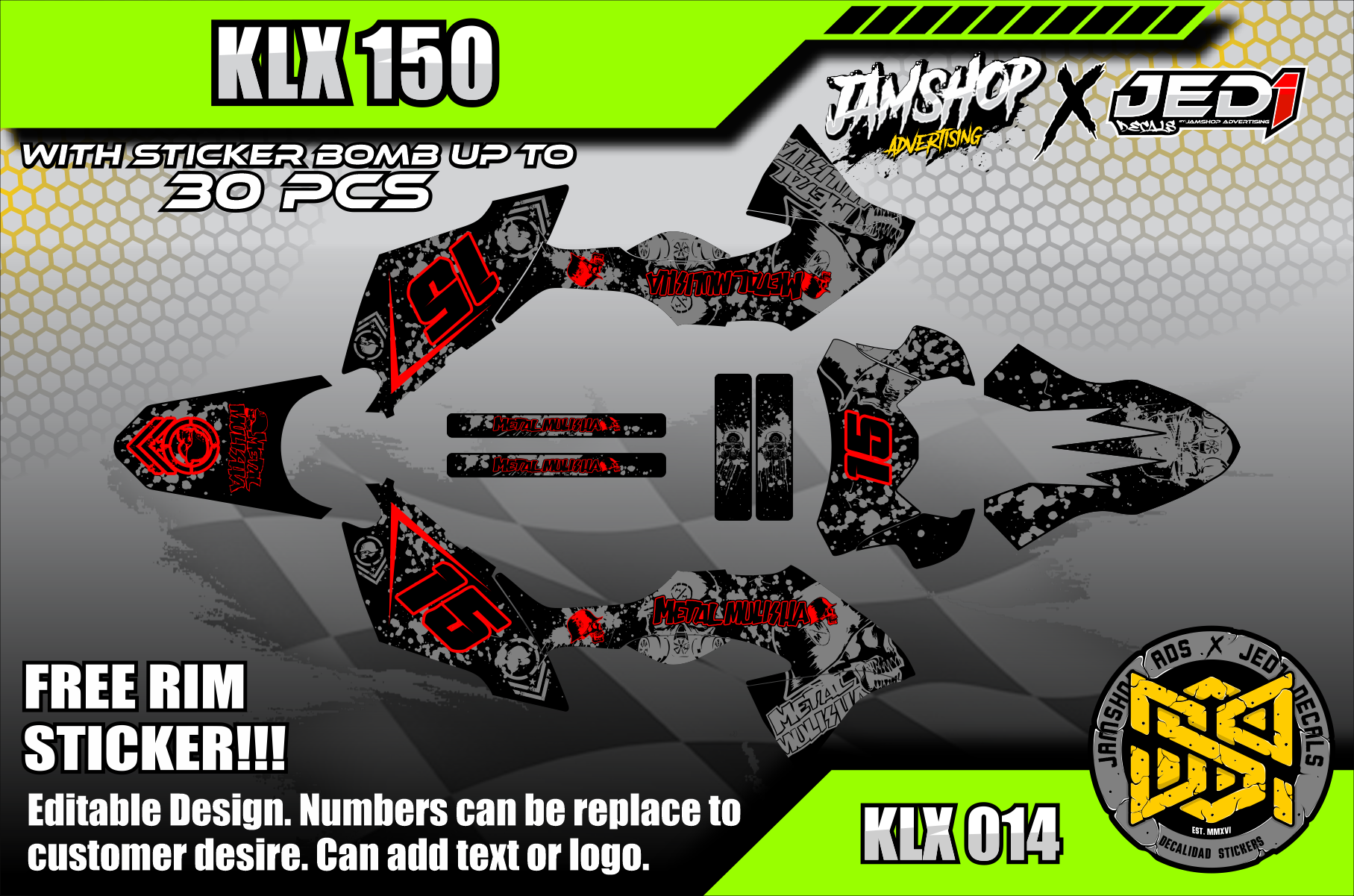 Kawasaki Klx L Full Decals W Free Rim Sticker New Designs