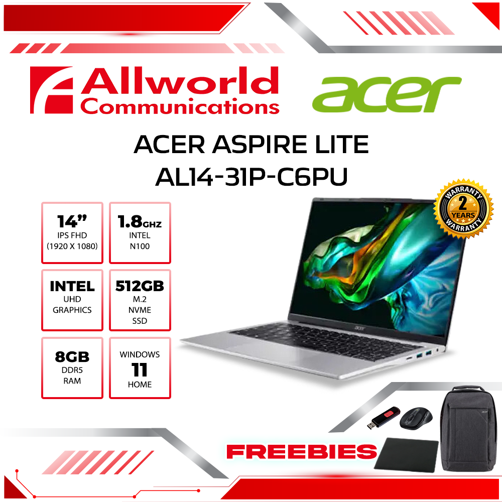 Acer Aspire Lite AL14 31P C6PU 14 Full HD Intel N100 8GB DDR5 RAM