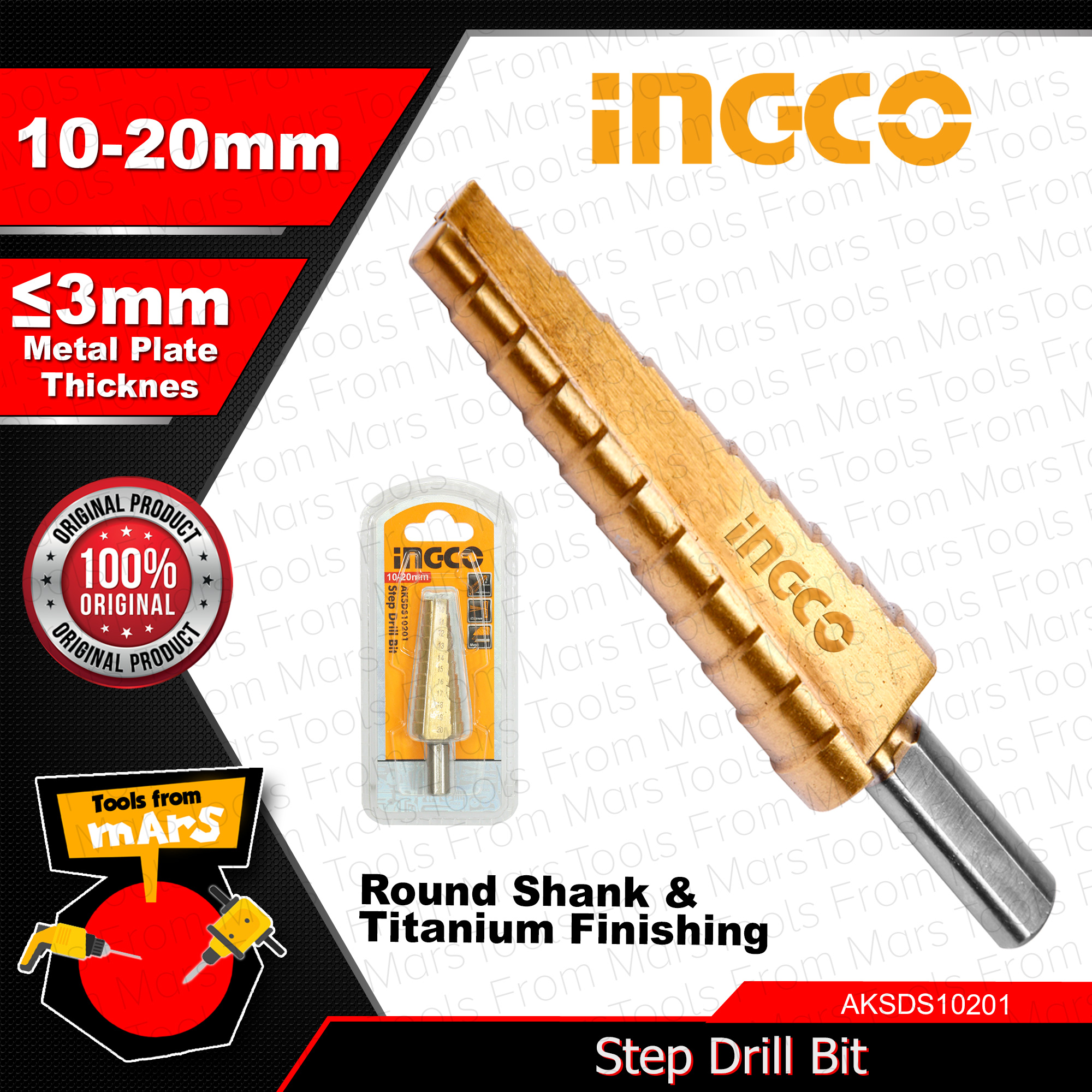 Ingco Step Drill SET Bit 4 22mm To 10 45mm Cone Drill Bit Hole Groove