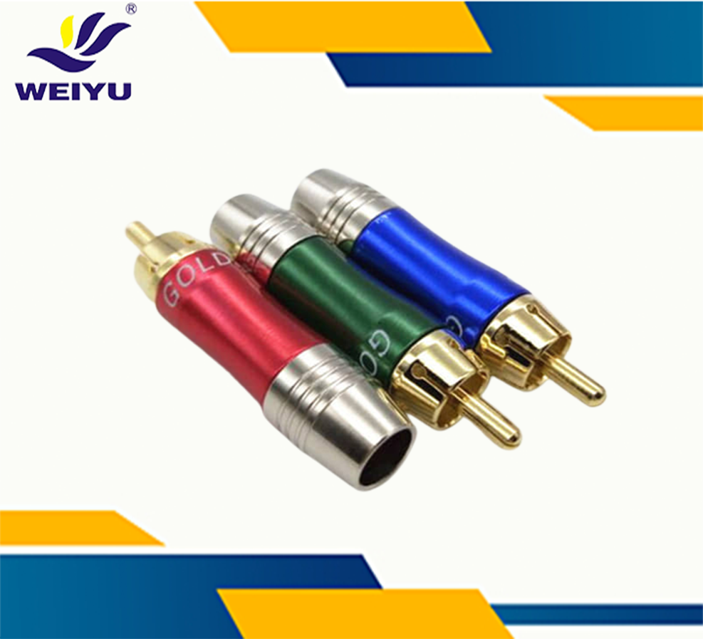 Snake Welding Copper Plated Rca Connector Rca Male Plug Adapter For Av