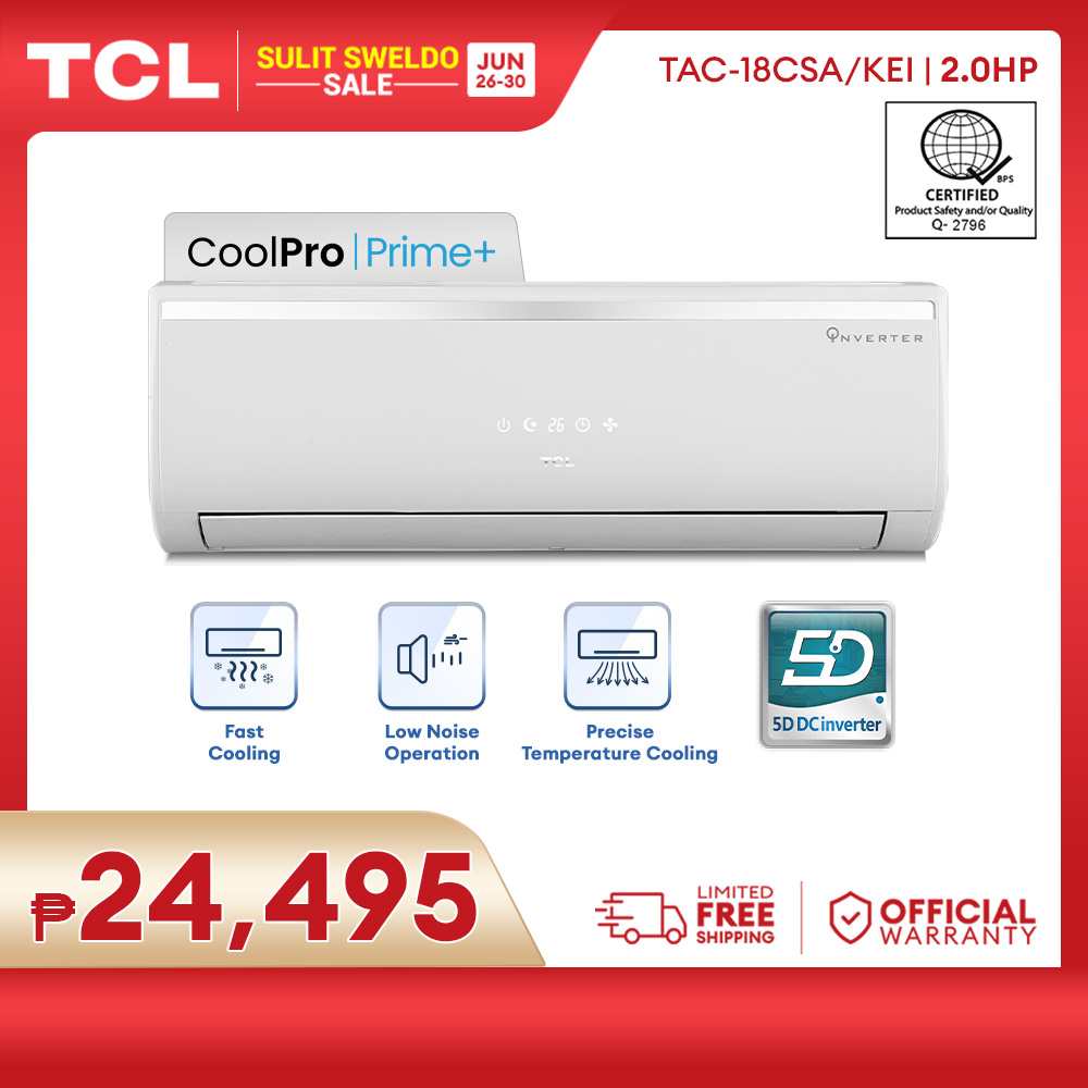 TCL 2HP Inverter Aircon Split Type Air Conditioner TAC 18CSA KEI White