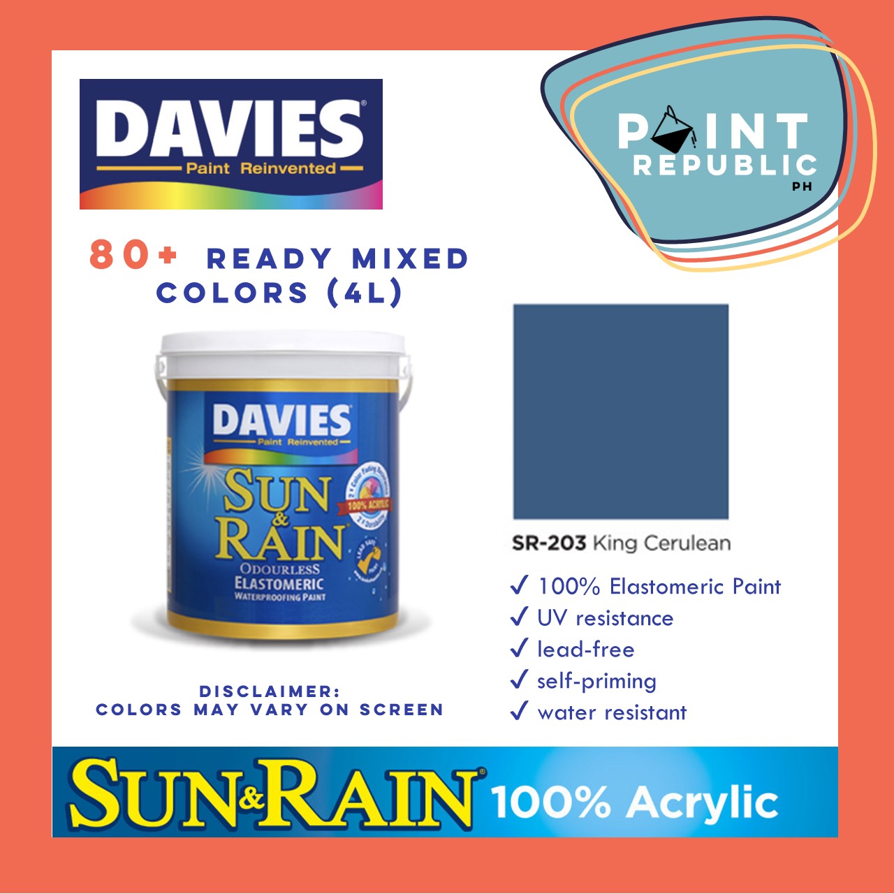 Davies Sun And Rain Elastomeric Waterproofing Paint Ready Mixed