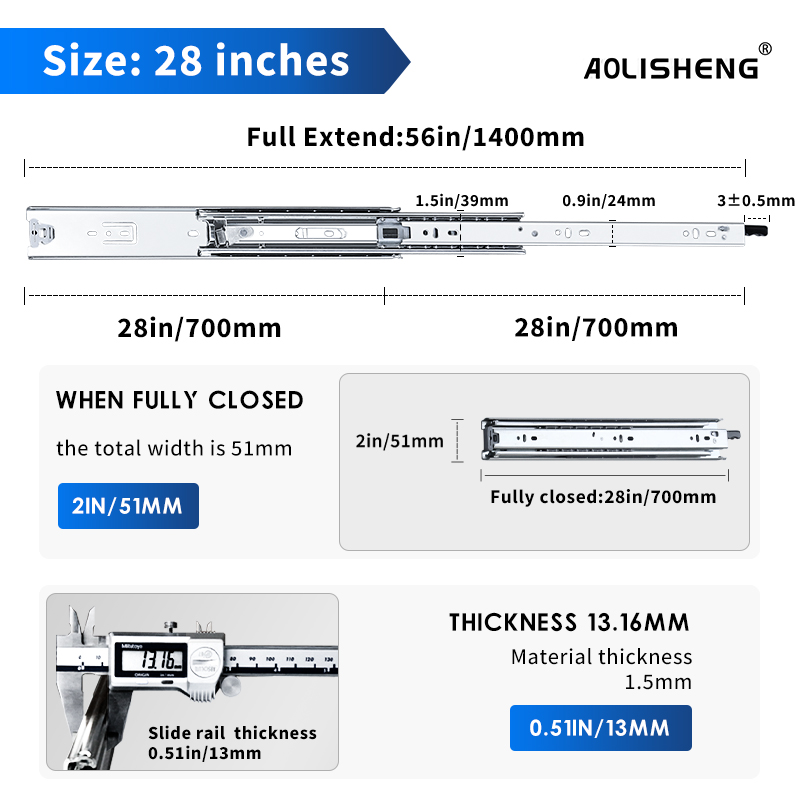 Aolisheng Pair Heavy Duty Drawer Slides With Lock