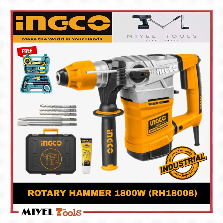 INGCO Rotary Hammer 1800W RH18008 W FREE TOOLSET Lazada PH