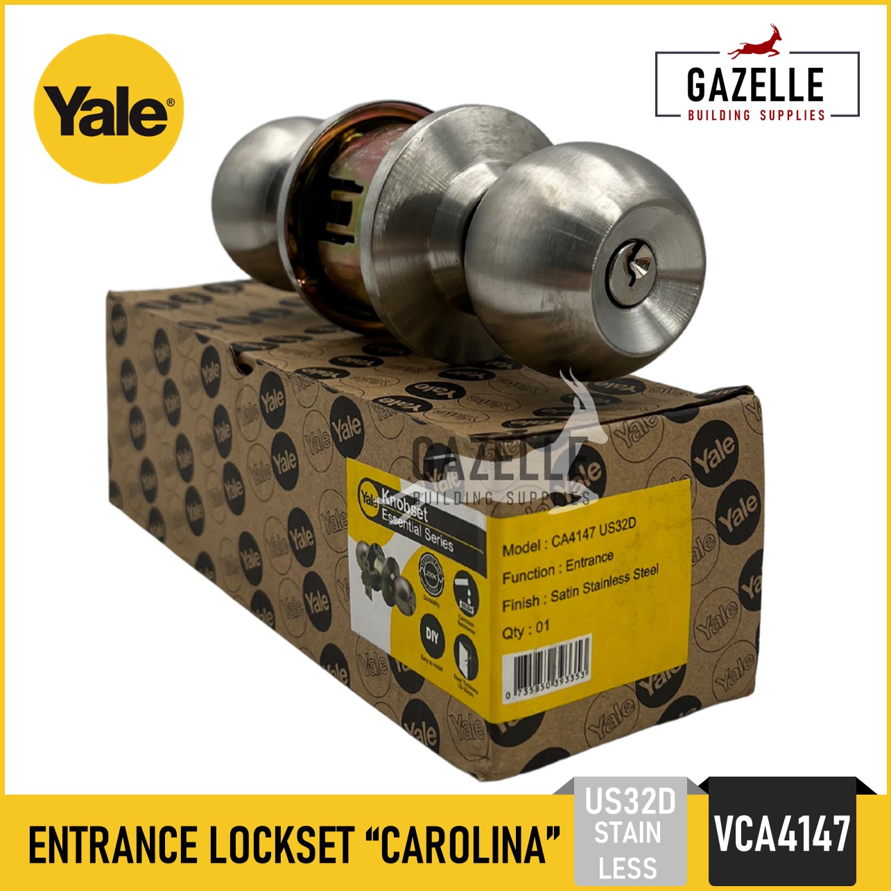 Yale Essential Entrance Knobset Lockset Carolina Door Lock Set Door