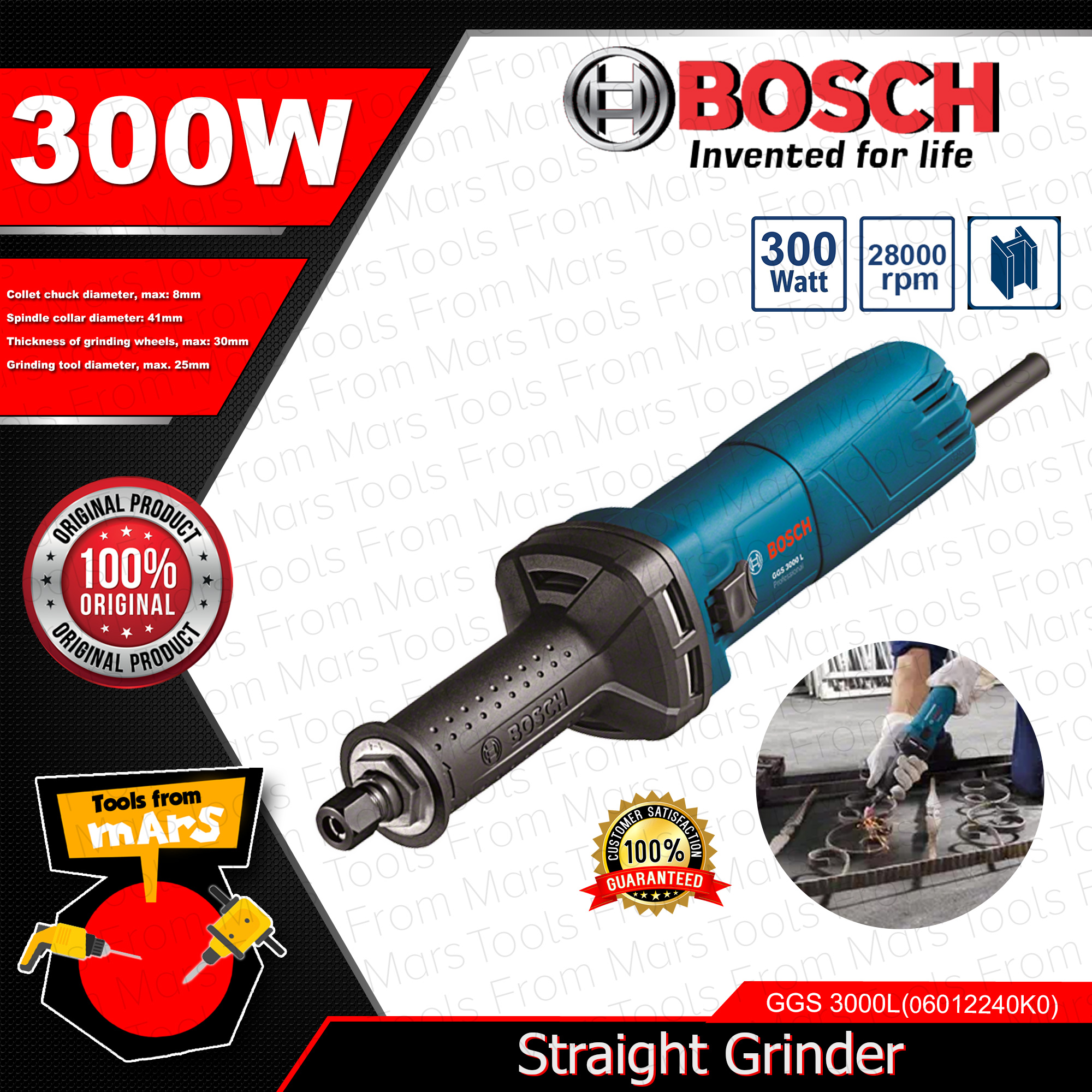 Bosch Professional Straight Grinder Mm Collet W Ggs L