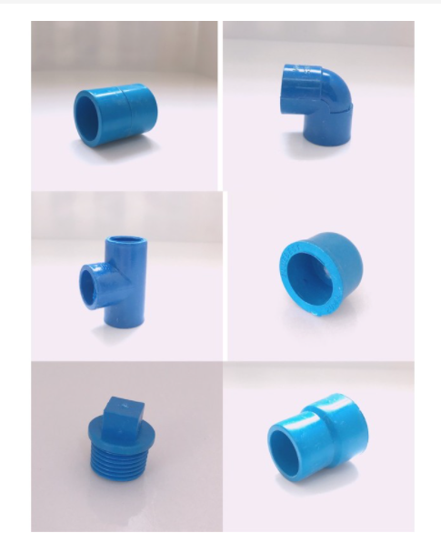 PVC Blue Pipe Fittings Tee Cap Plug Male Female Adapter Elbow