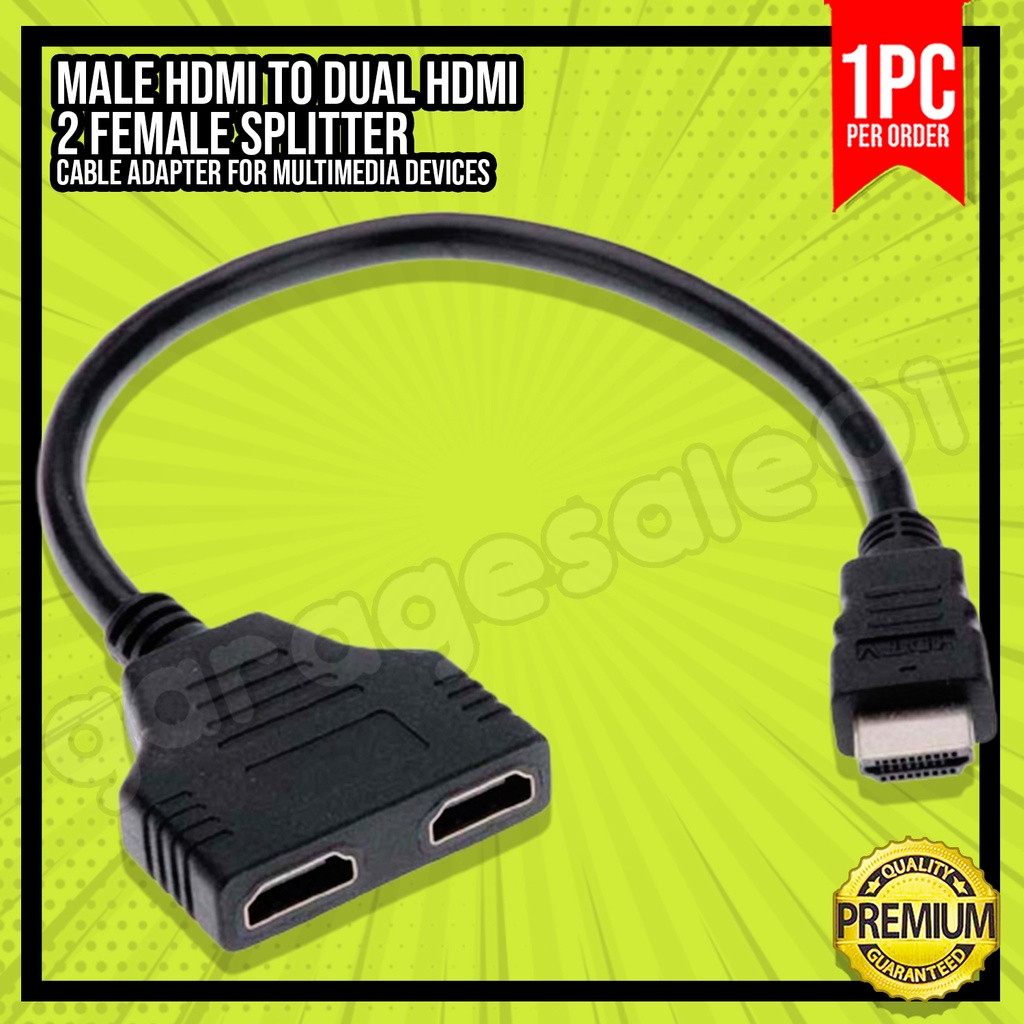 Male HDMI To Dual HDMI 2 Female Splitter Cable Adapter For Multimedia