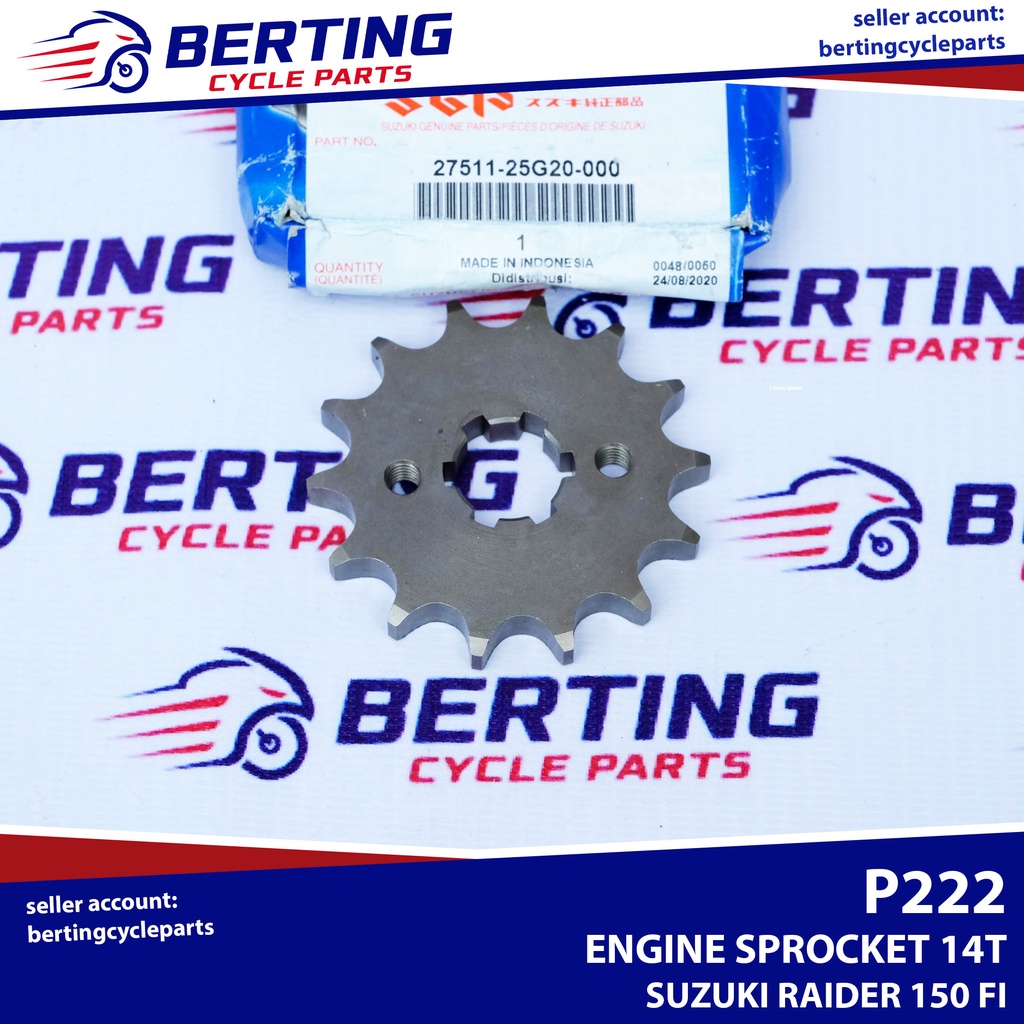 SGP ENGINE SPROCKET 14T Suzuki Raider 150 FI Genuine 27511 25G20 000