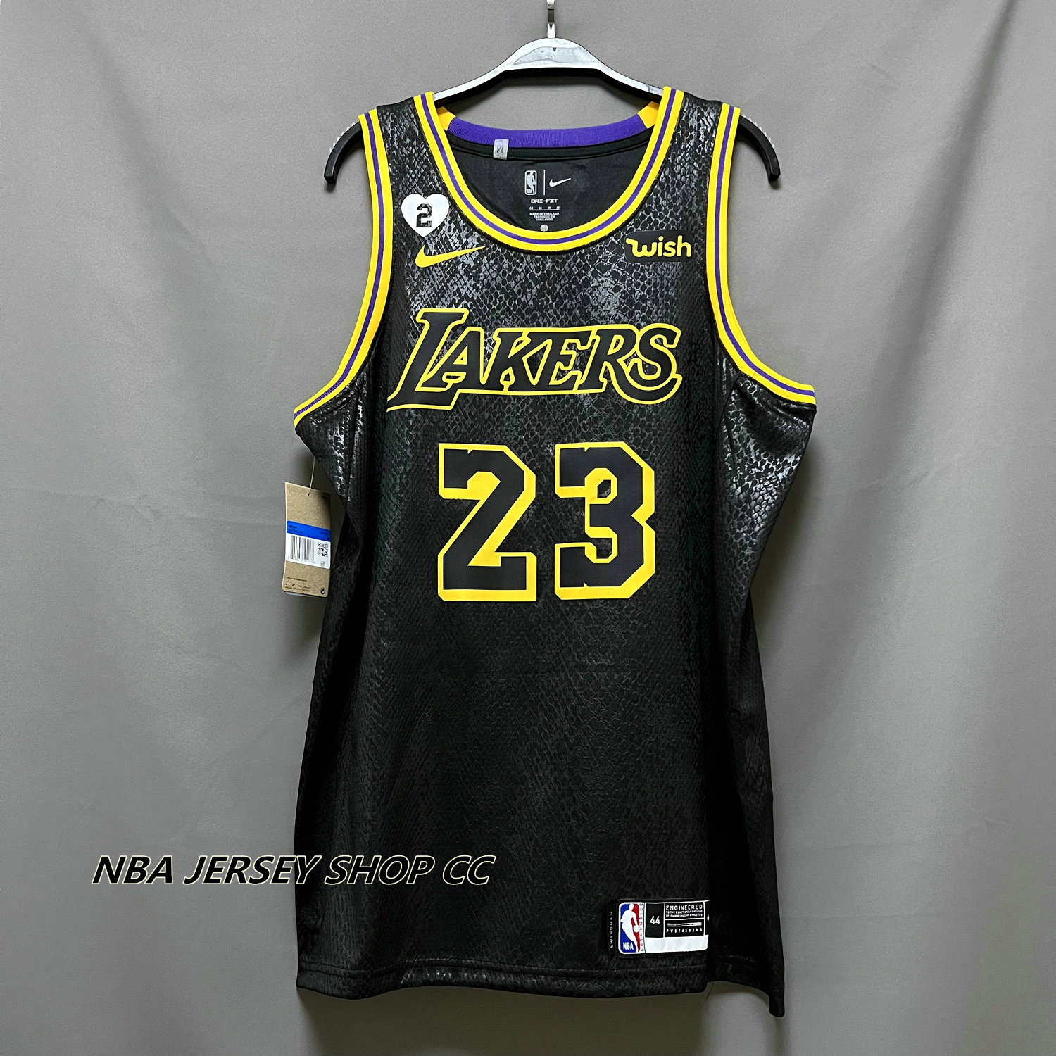 2023 Mens Basketball Jersey Half Sleeve Los Angeles Lakers 23# Mamba Snake  Black