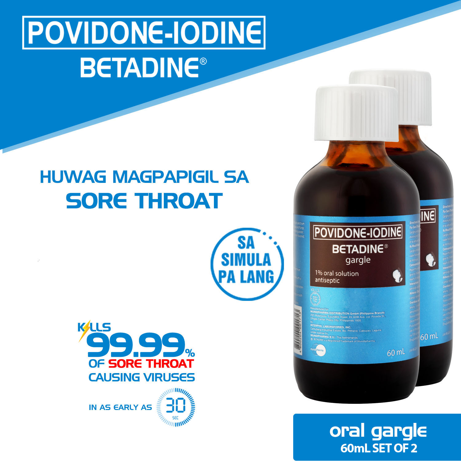 Povidone Iodine BETADINE Gargle 60mL Set Of 2 Lazada PH