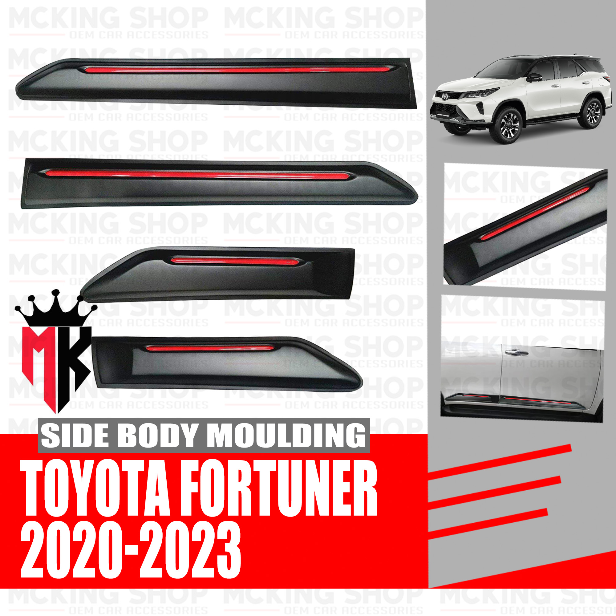 Toyota Fortuner Side Body Moulding Black With Red Lining