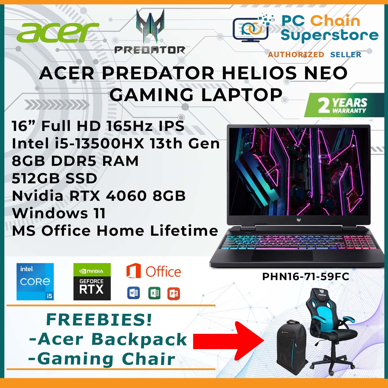 Acer Predator Helios Neo Phn Fc Gaming Laptop Fhd Ips