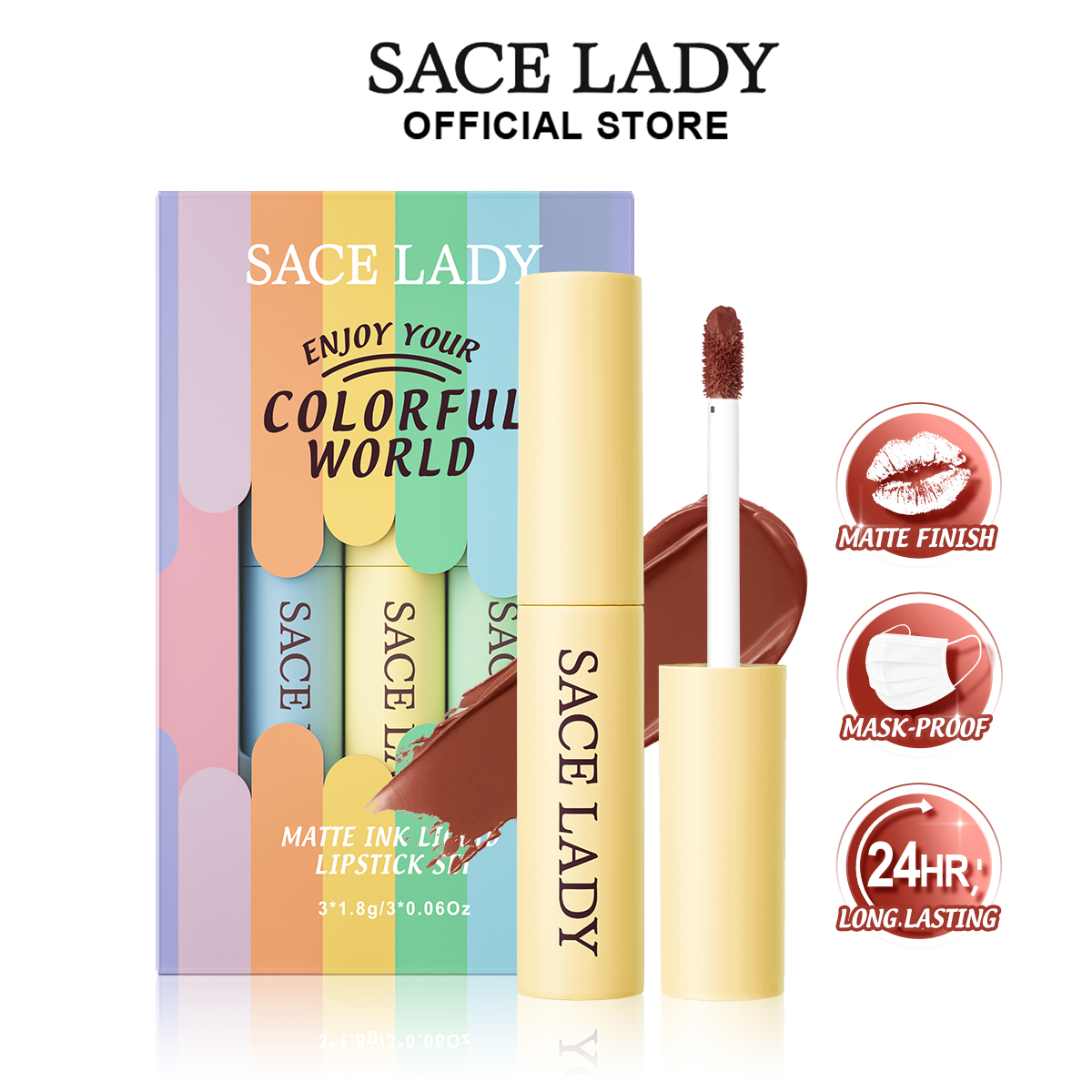 Sace Lady Lipstick Matte Waterproof Longlasting Nude Lipstick Makeup