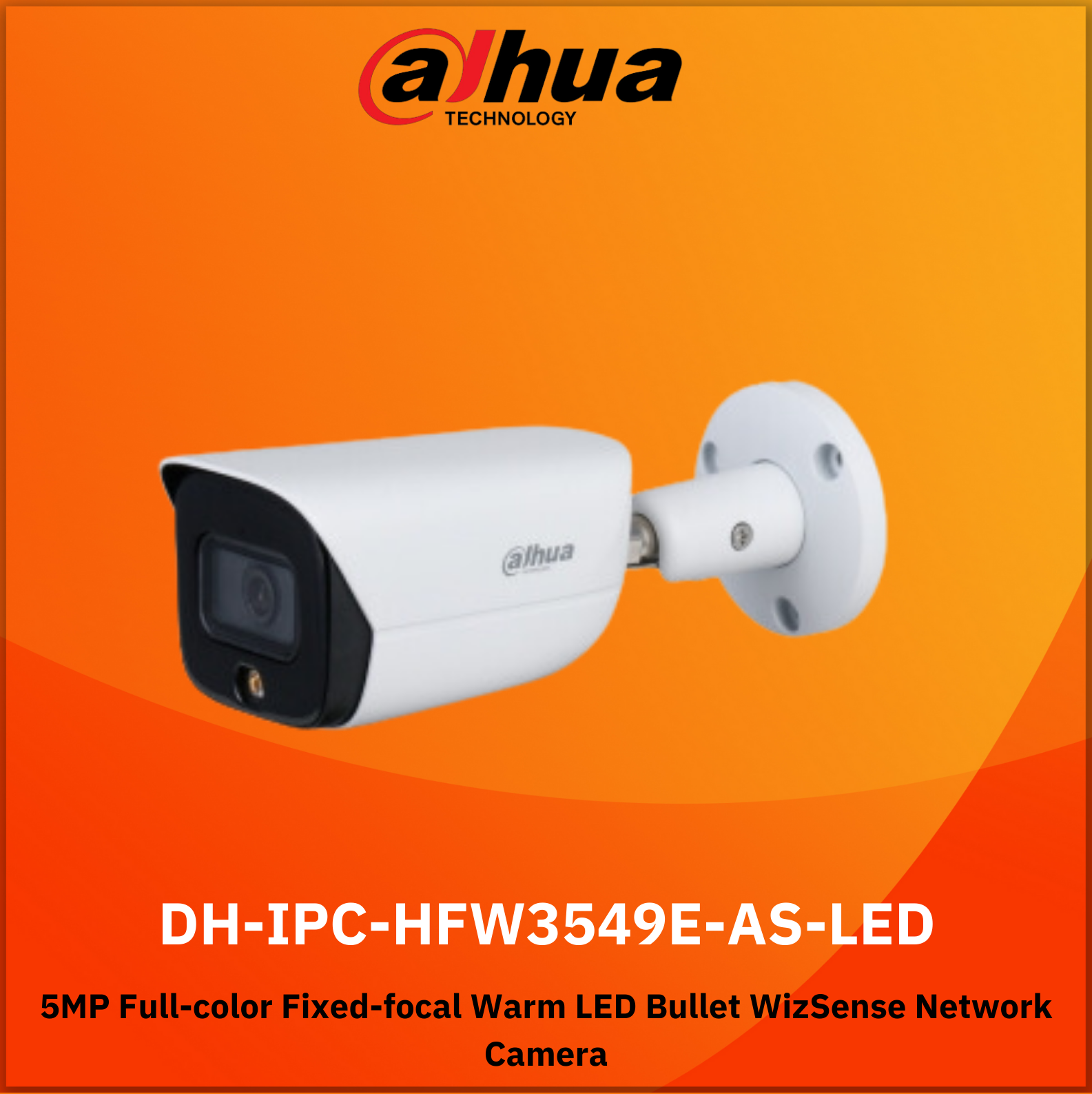 Dahua IPC HFW3549E AS LED 5MP Full Color Fixed Focal Warm LED Bullet