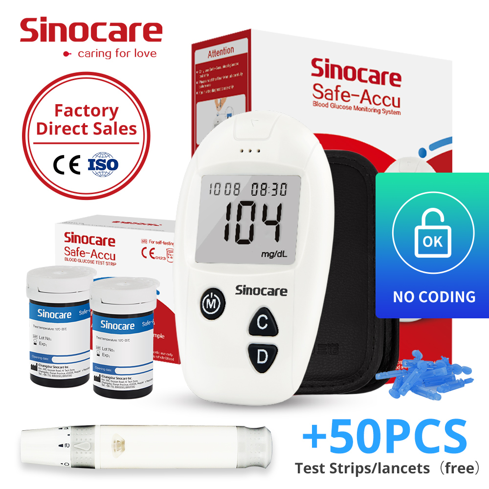 Sinocare Safe Accu Blood Glucose Monitor Pcs Test Strips Pcs