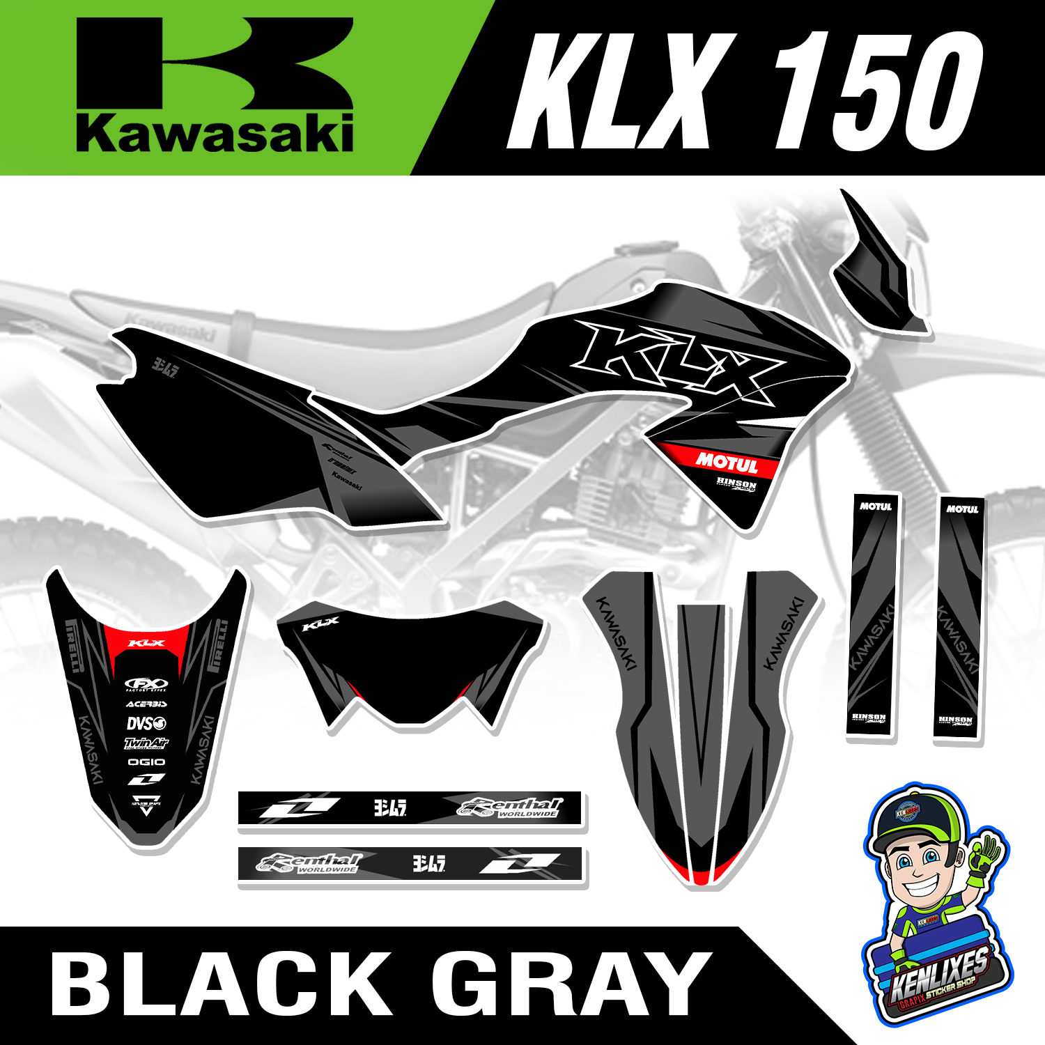 Kawasaki KLX 150 Full Decals Sticker Body Lazada PH