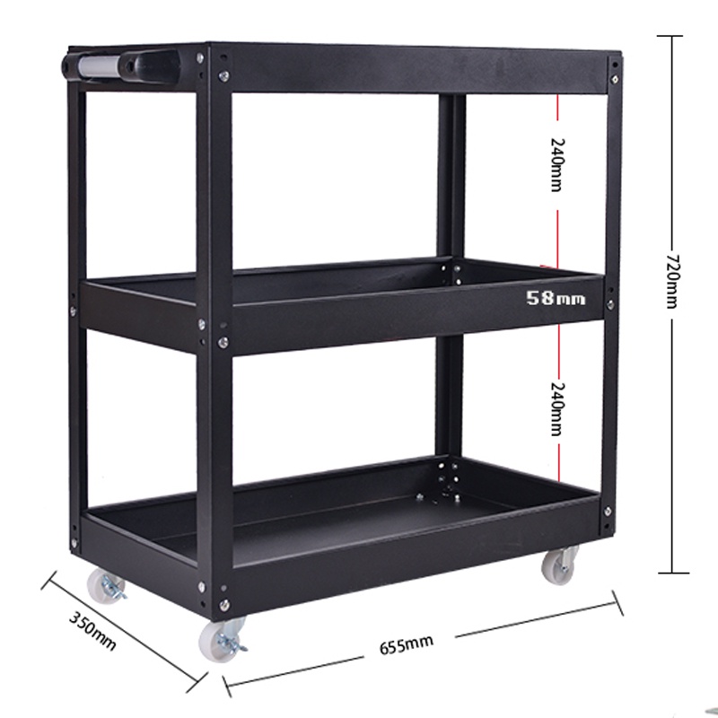 AutoWay3 Layer Trolley Tool Cart With Wheels Storage Box Load