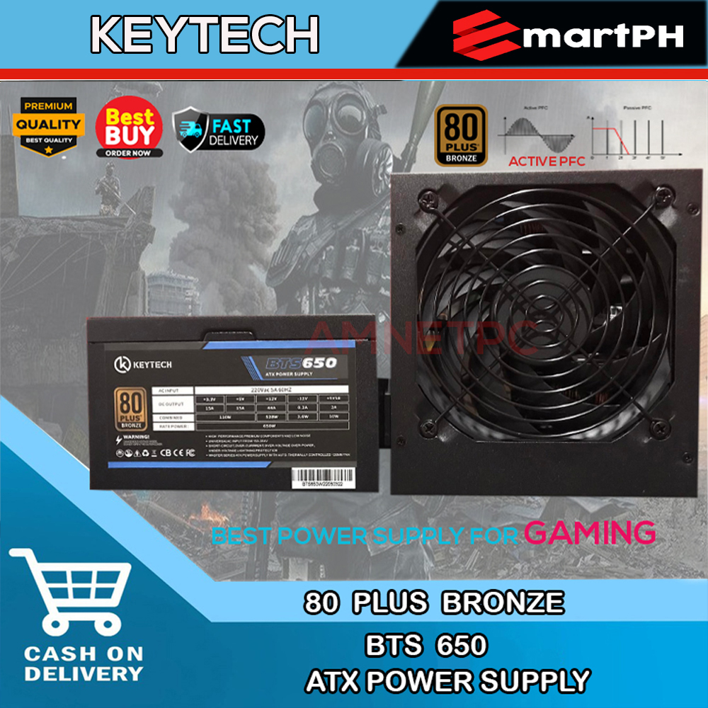 EASYMART KEYTECH BTS650 ATX Power Supply 80Plus Bronze Rated 650w Power