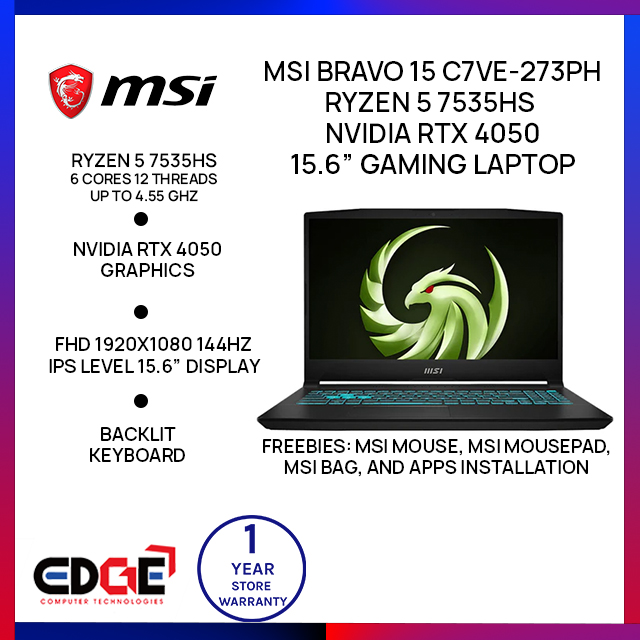 EDGE MSI Bravo 15 C7VE 273PH 274PH AMD Ryzen 5 7535HS NVIDIA RTX 4050