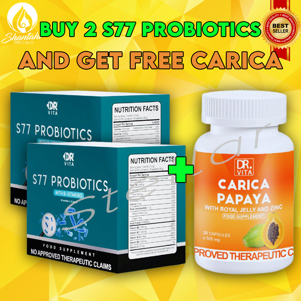 FREE CARICA PAPAYA 2 BOTTLES 100 Authentic DR VITA S77 PROBIOTICS