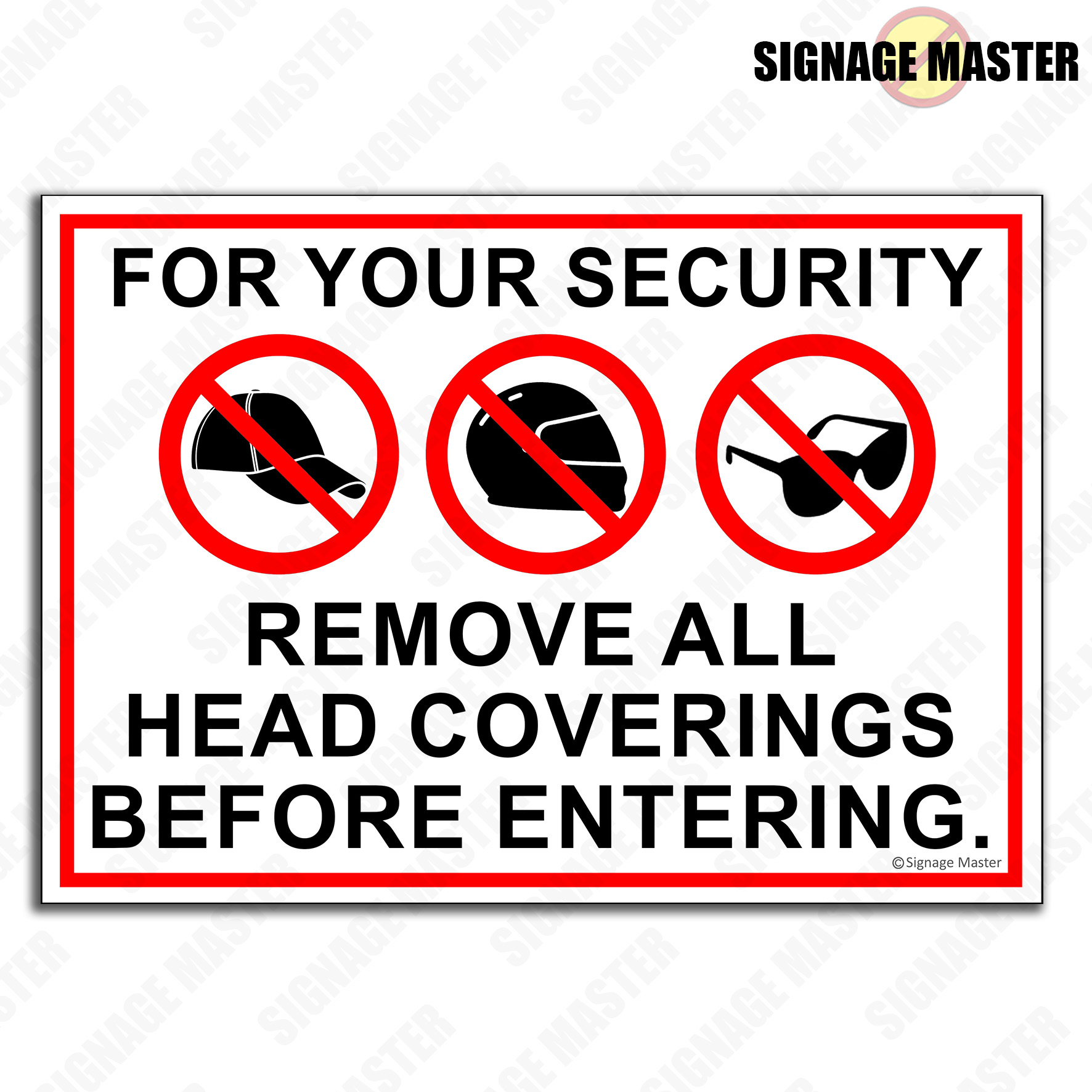 Remove Helmet Head Covering Before Entry Signage Sticker Pvc Sintra