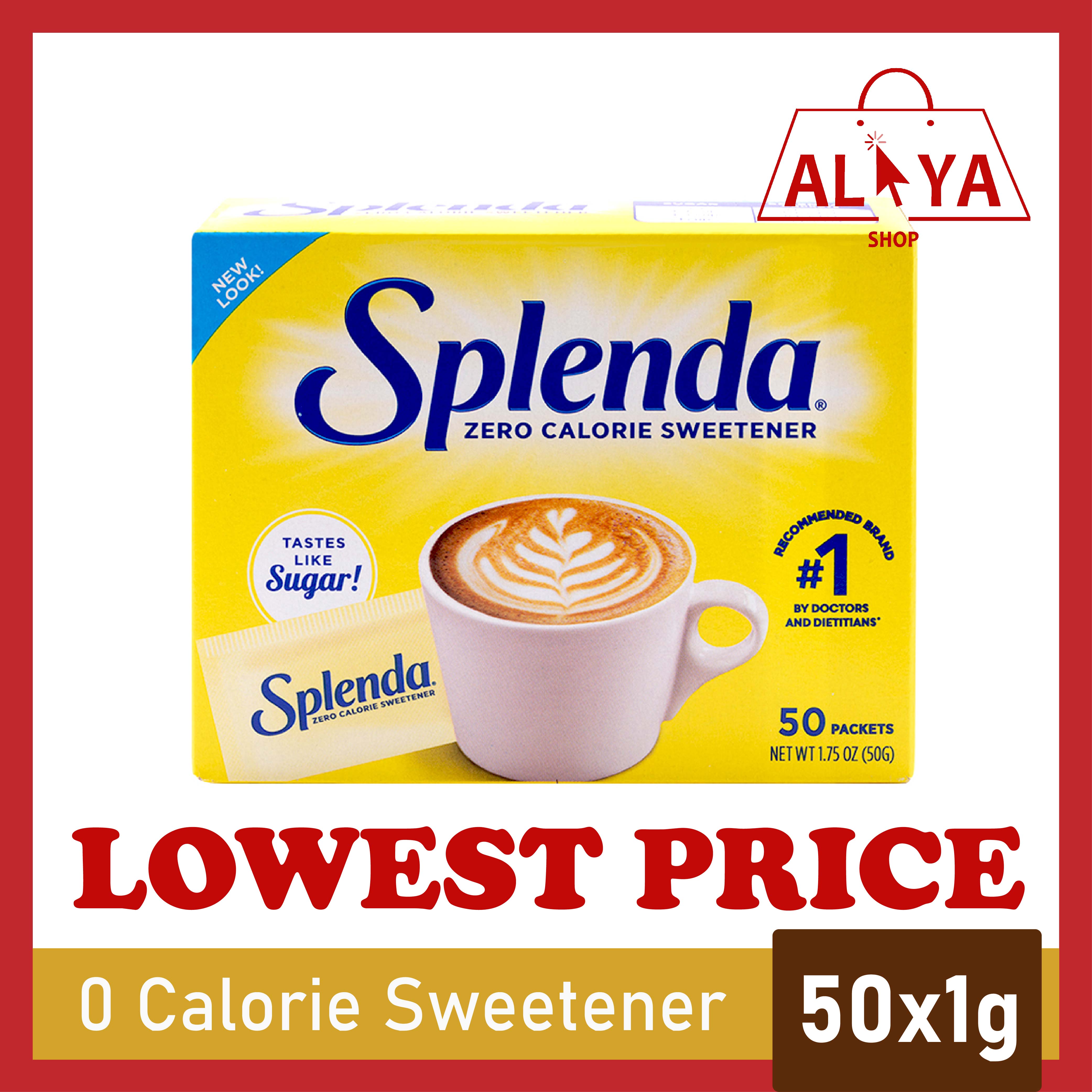 Splenda Zero Calorie Sweetener 50 Packets Single Serve Packets No