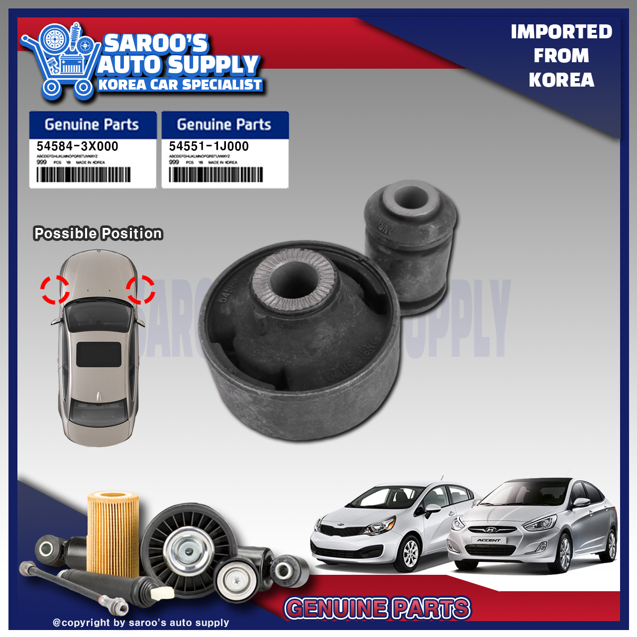 Genuine Lower Arm Bushing Set Suspension Arm Bushing Set For Accent