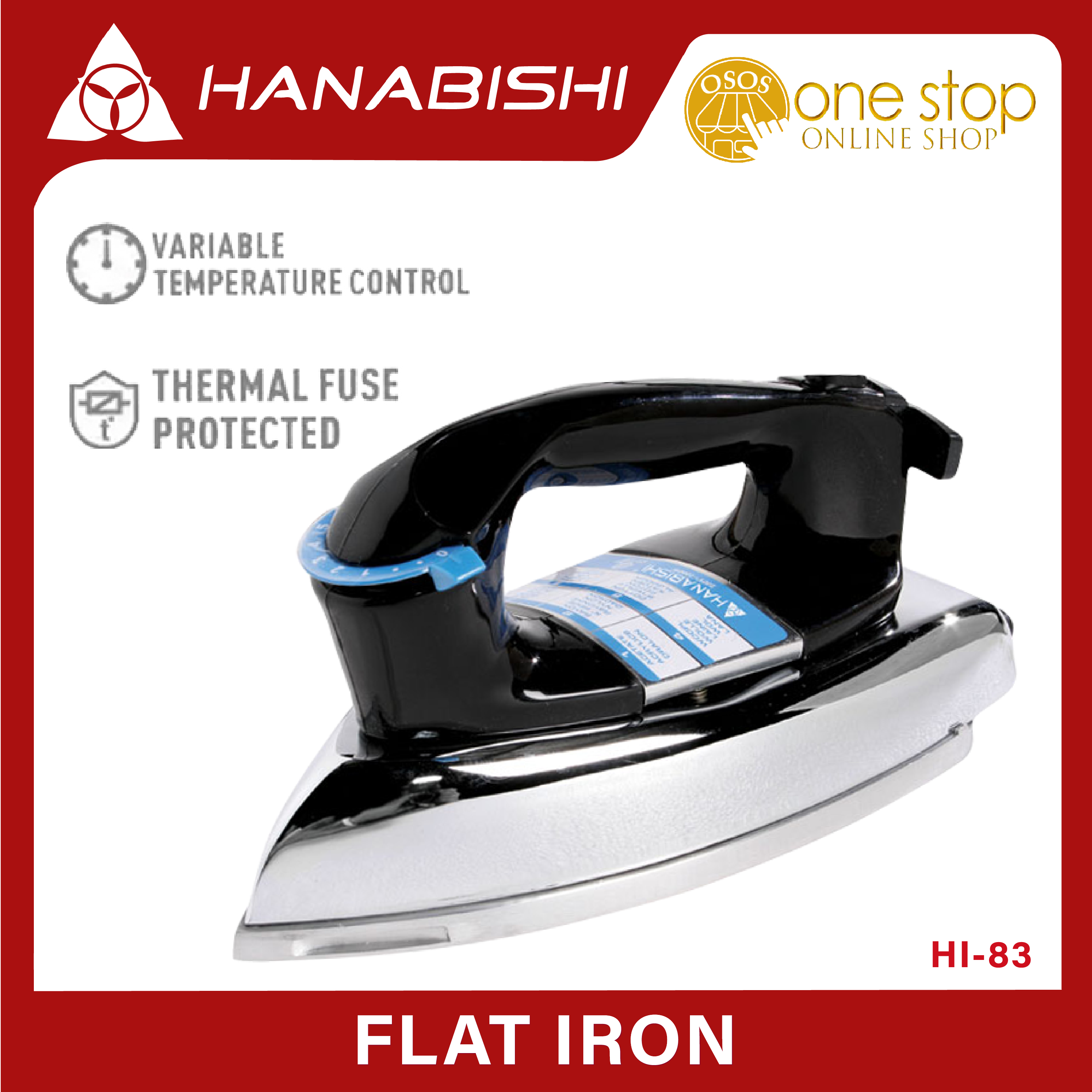 Hanabishi Original Non Stick Aluminum Soleplate Flat Iron For Clothes