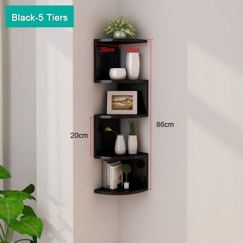 2 5 Tier Minimalist Floating Wall Mount Corner Shelves Rack Display