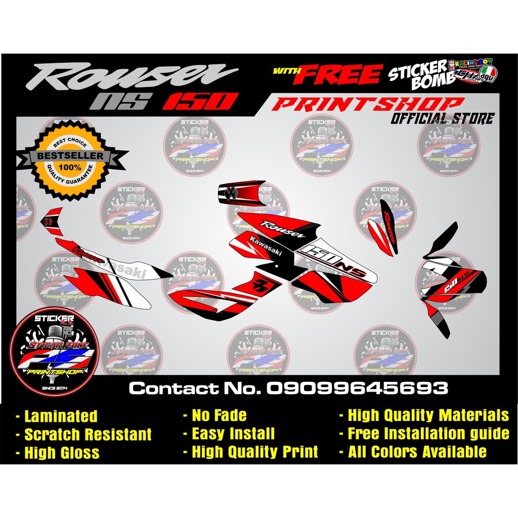 ROUSER 150 Ns150 Pulsar 150 Bajaj Kawasaki Full Set STICKER DECALS