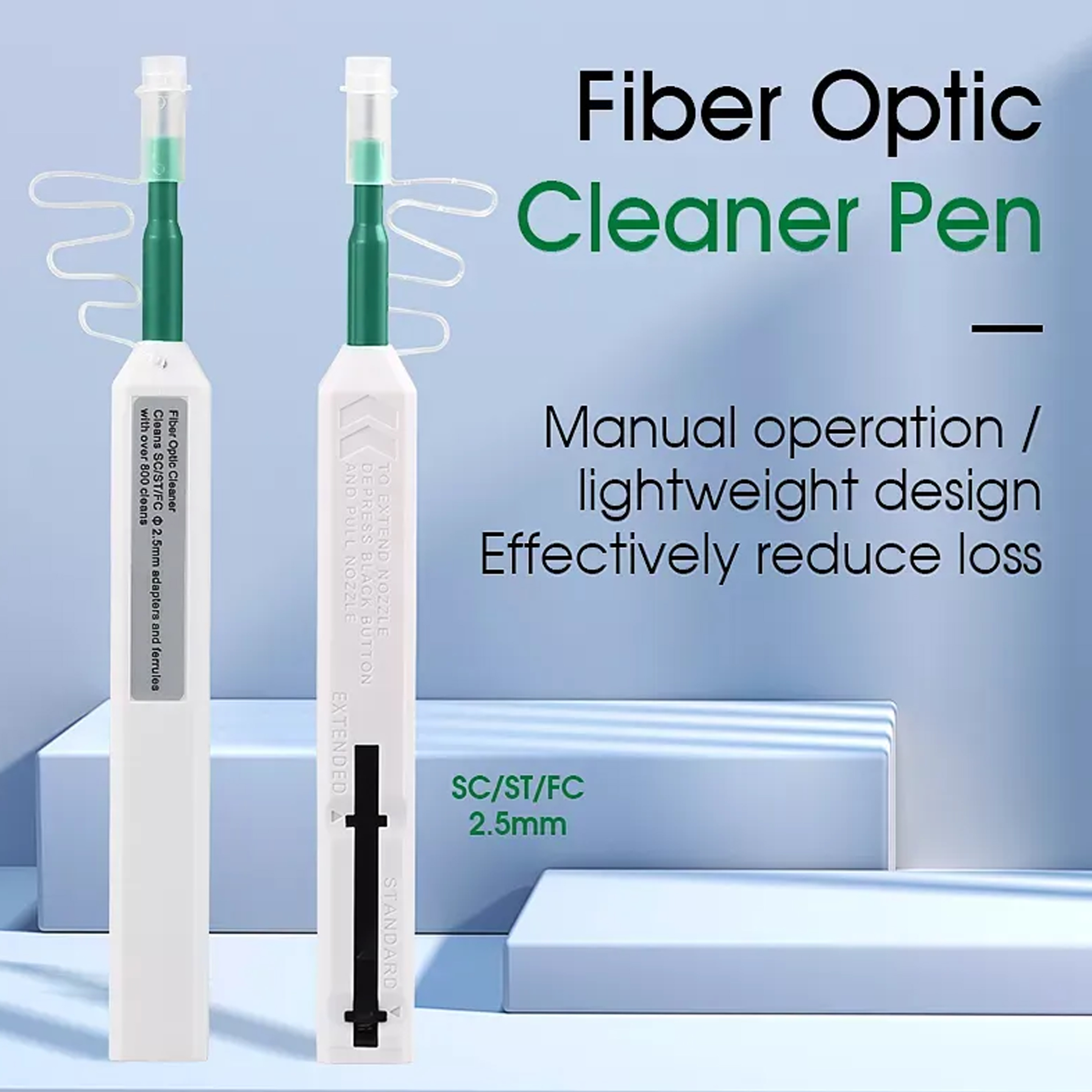 Universal White SC FC ST Fiber Optic Connector Cleaner Pen Tool 1 25mm