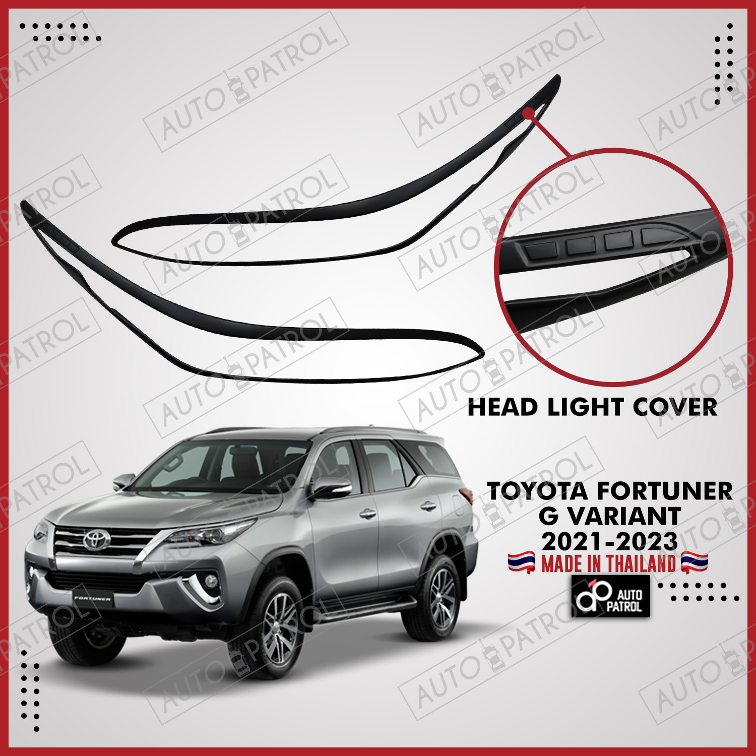 Toyota Fortuner G Variant Head Lights Garnish Matte Black