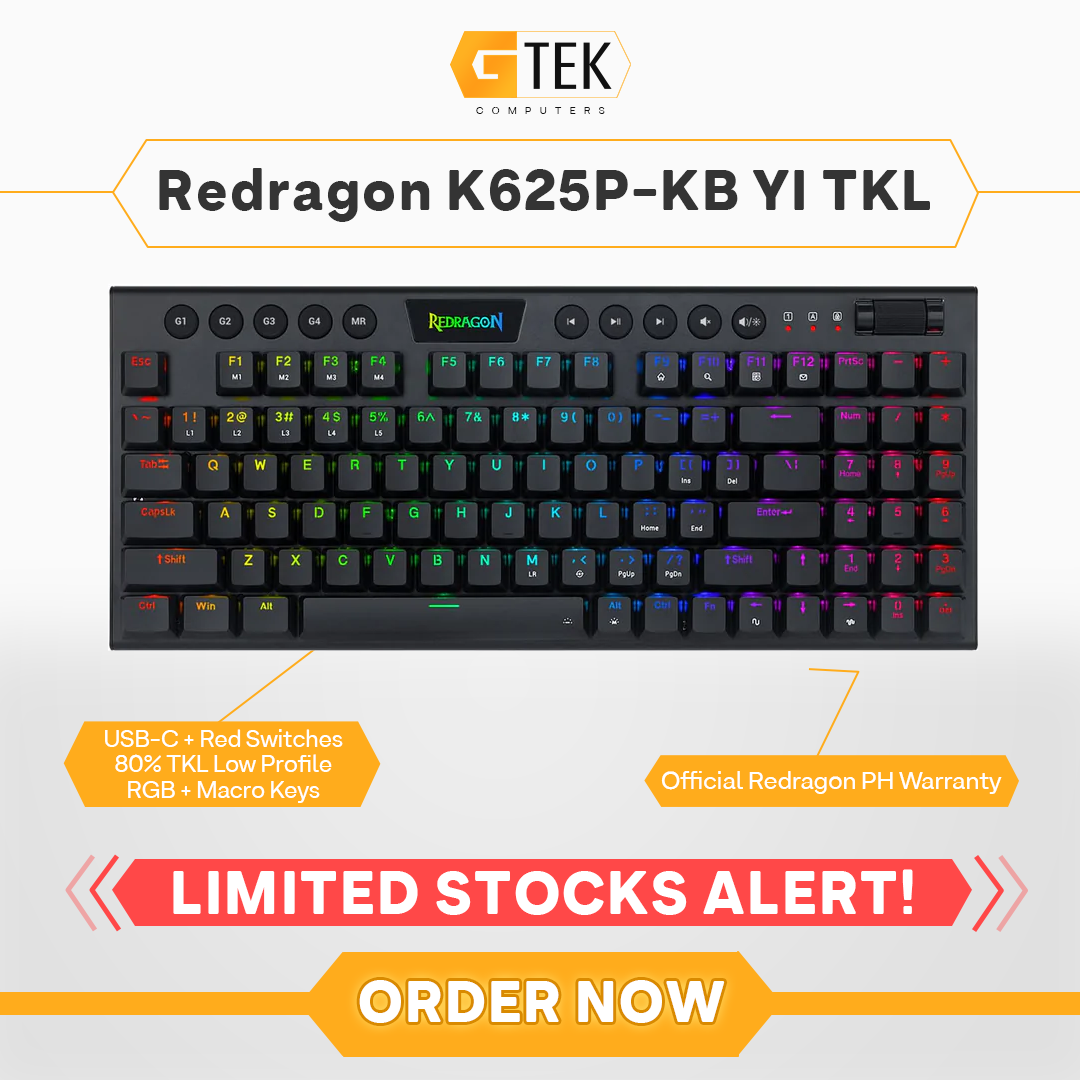 Redragon K Kb Yi Tkl Wired Low Profile Mechanical Keyboard Red