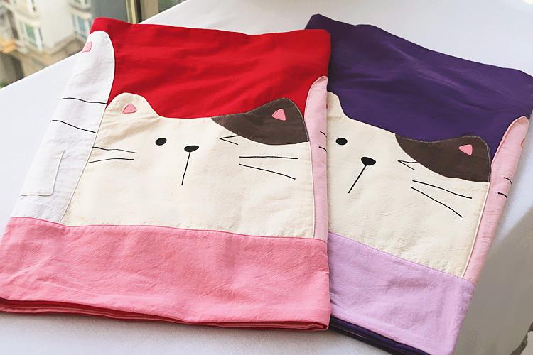 (Closeout !) Kine Cat Cute Three Cats Pure Cotton Cloth Skin Female Cartoon Double Pillowcase Pillow Cover