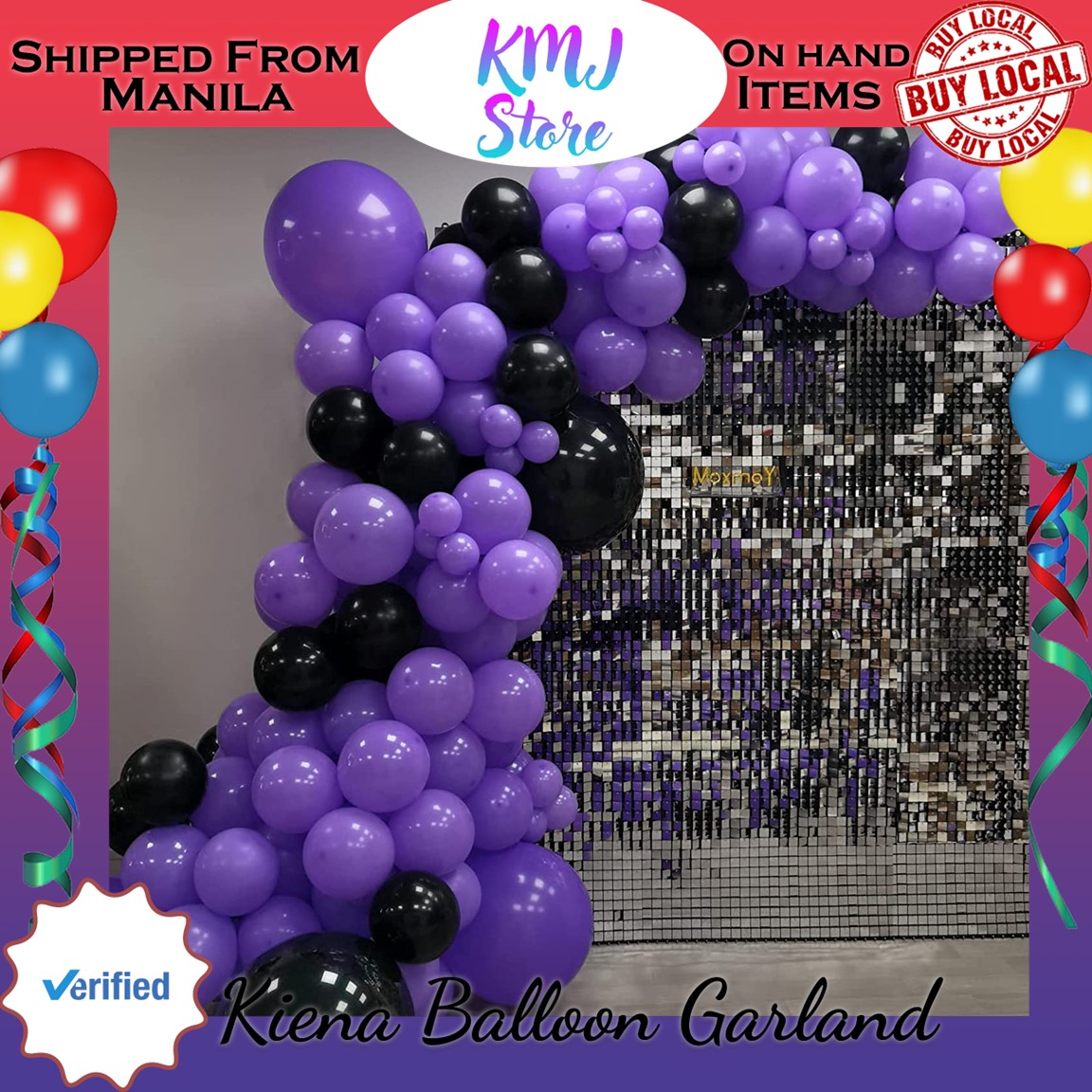 Kiena Balloon Purple Black Balloon Garland 157 Pcs 18In 10In 5In Latex