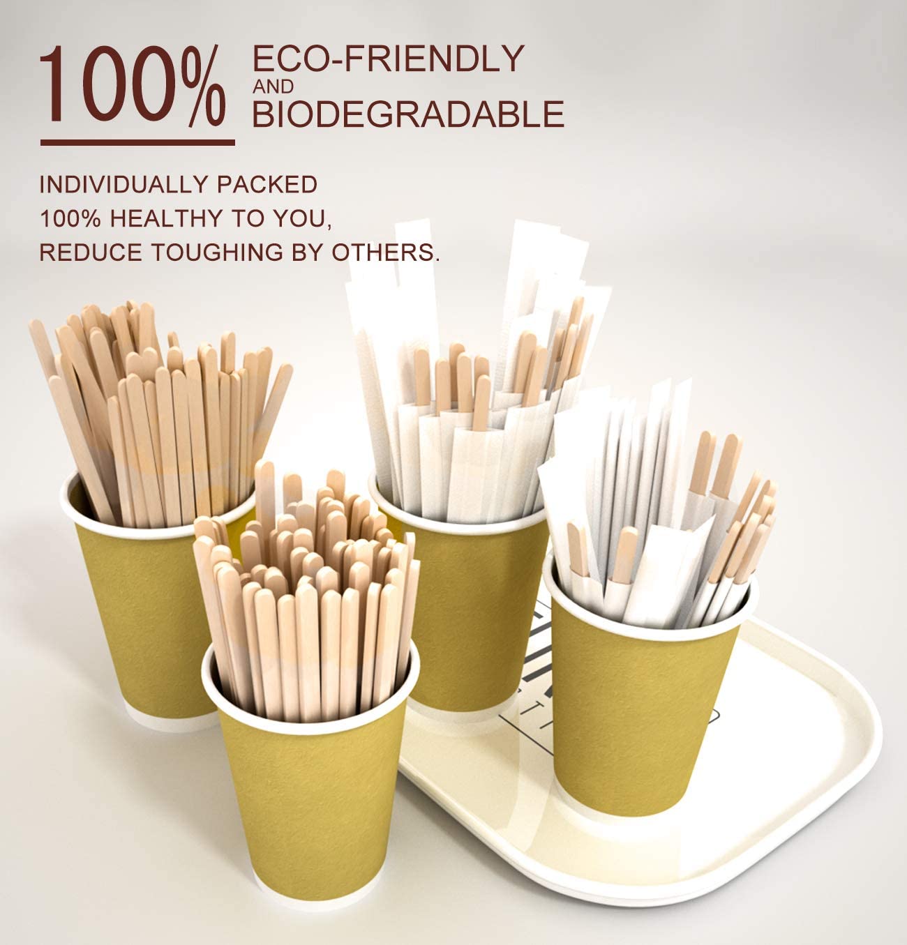 500pcs 5 5inch Paper Wrapped Coffee Stirrers Individually Wrapped