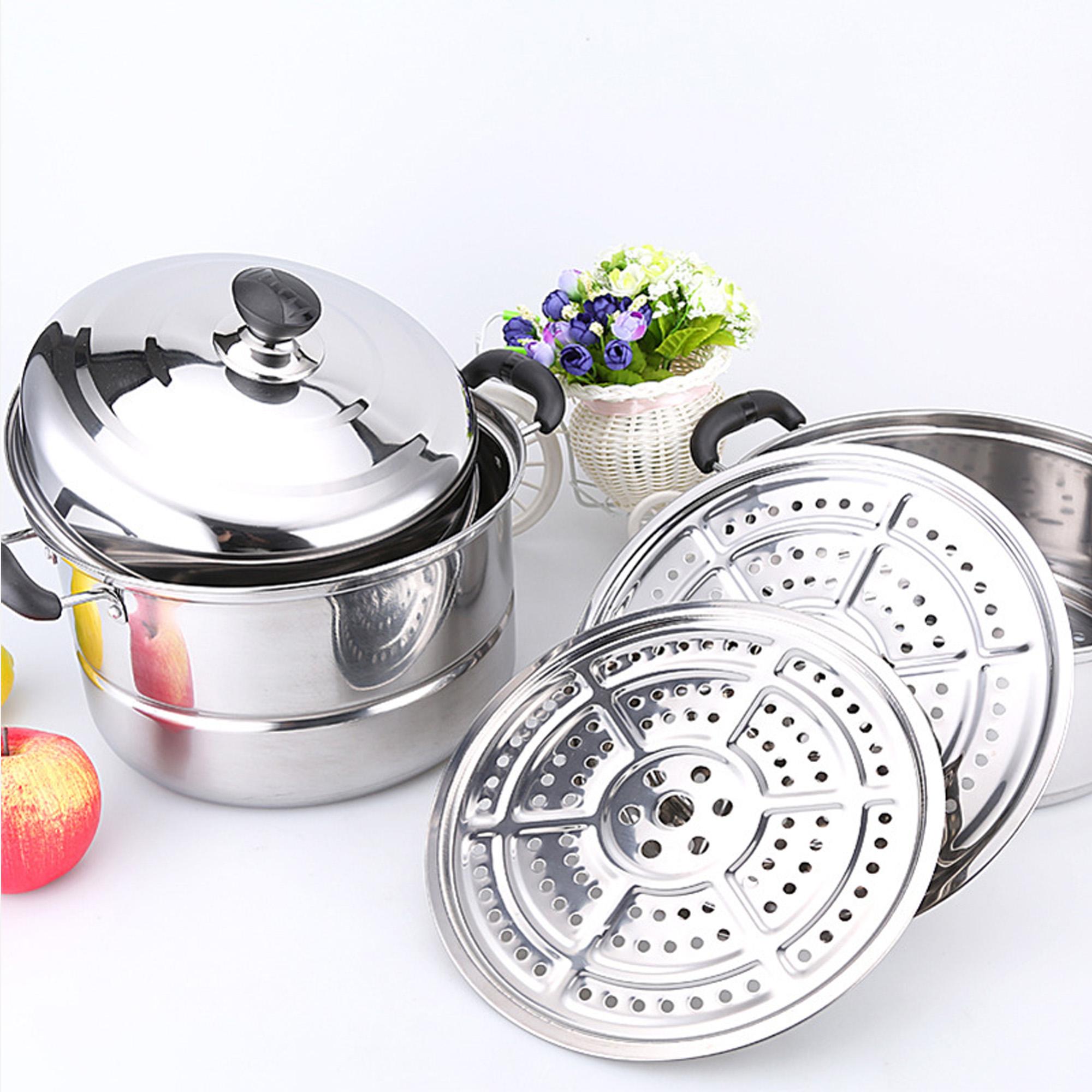 Stainless 28cm Steel Steamer Cookware Multi Functional 3 Layers Review