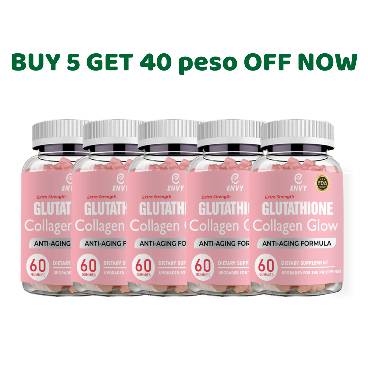 Envy Glutathione Collagen Glow Gummies BUY 1 GET 1 Collagen Gummies