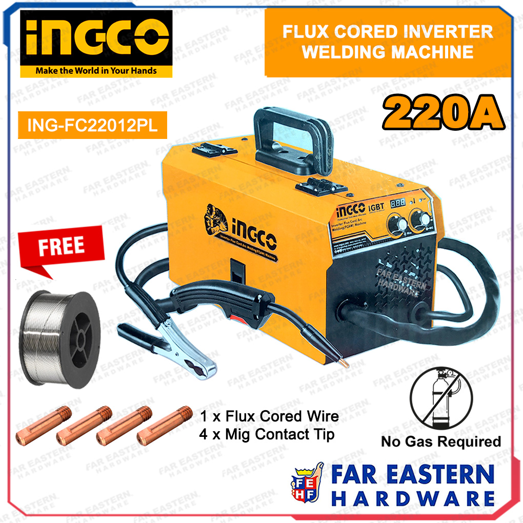 INGCO Flux Cored Inverter Welding Machine Gasless MIG 220A ING