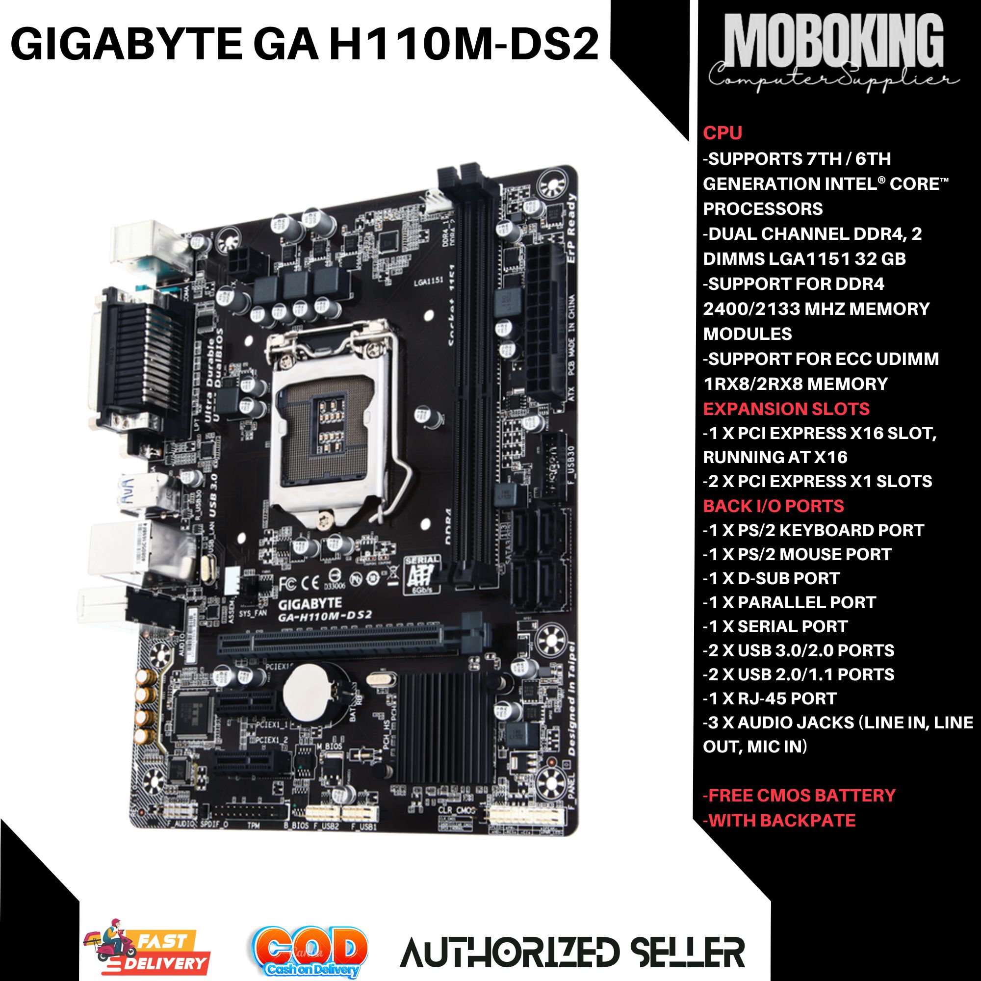 Gigabyte Ga H M Ds Rev X Th Th Gen Motherboard H Socket Lga